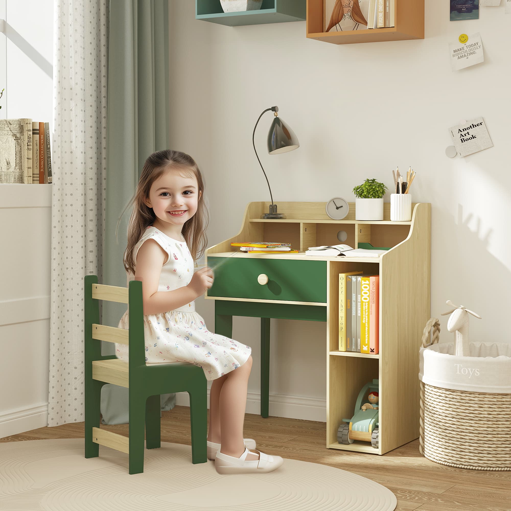 Transform Their Space with this Green Kids Desk & Chair Set - image 1