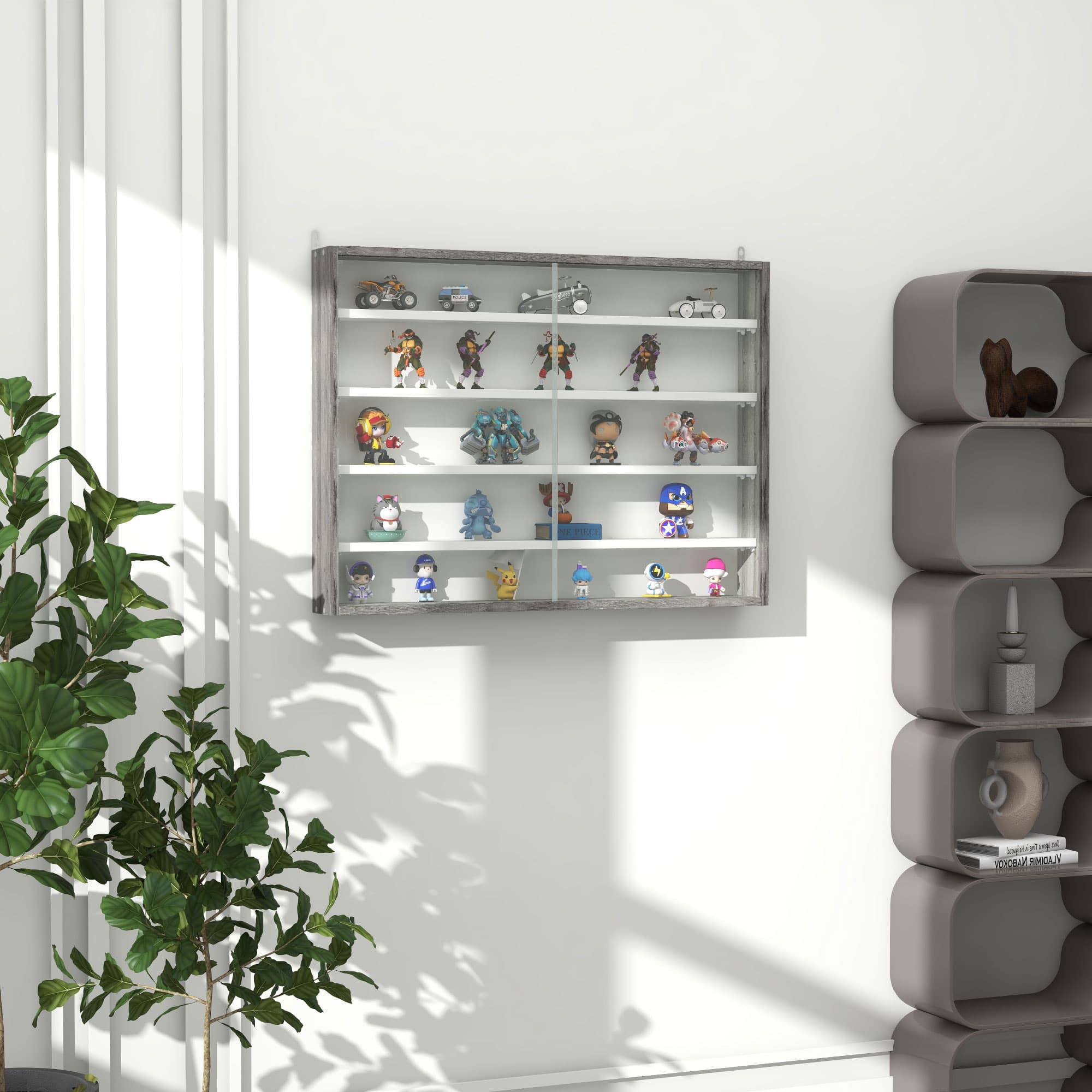 Transform Your Space with this Grey Wood Wall Display Cabinet - image 5