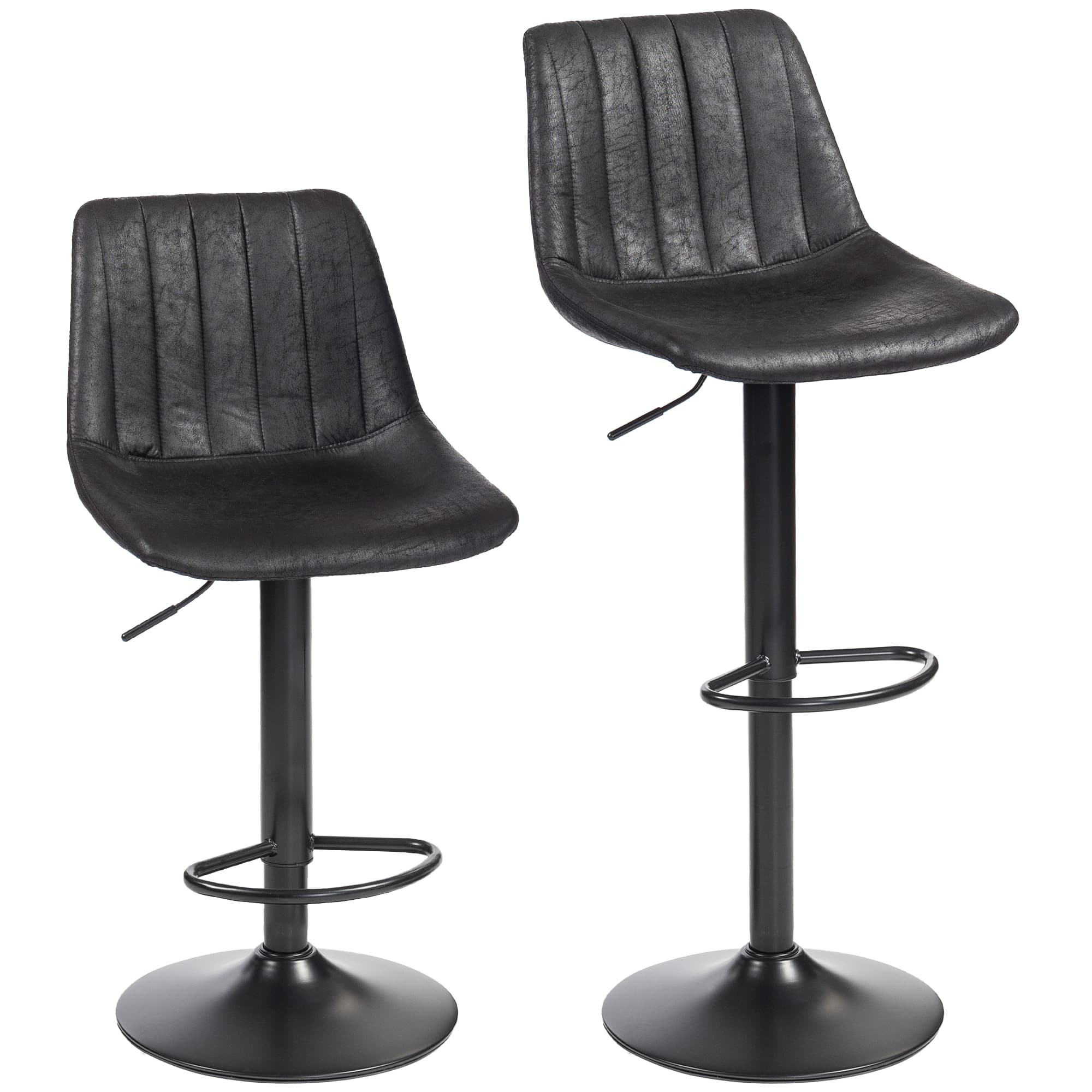 Transform Your Kitchen with Black Leathaire Swivel Bar Stools - Black