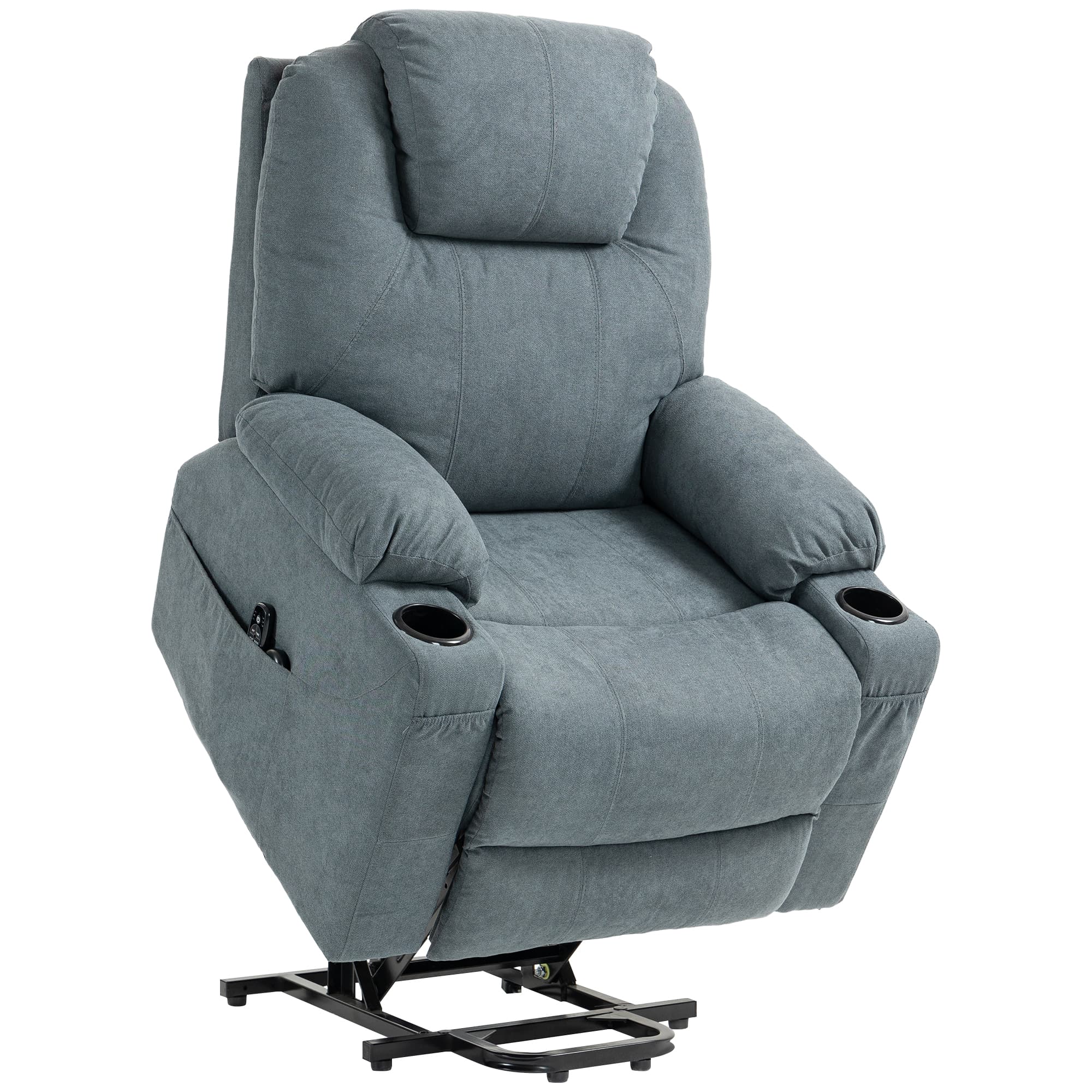 Premium Grey Lift and Recline Massage Armchair with Heat - Charcoal grey