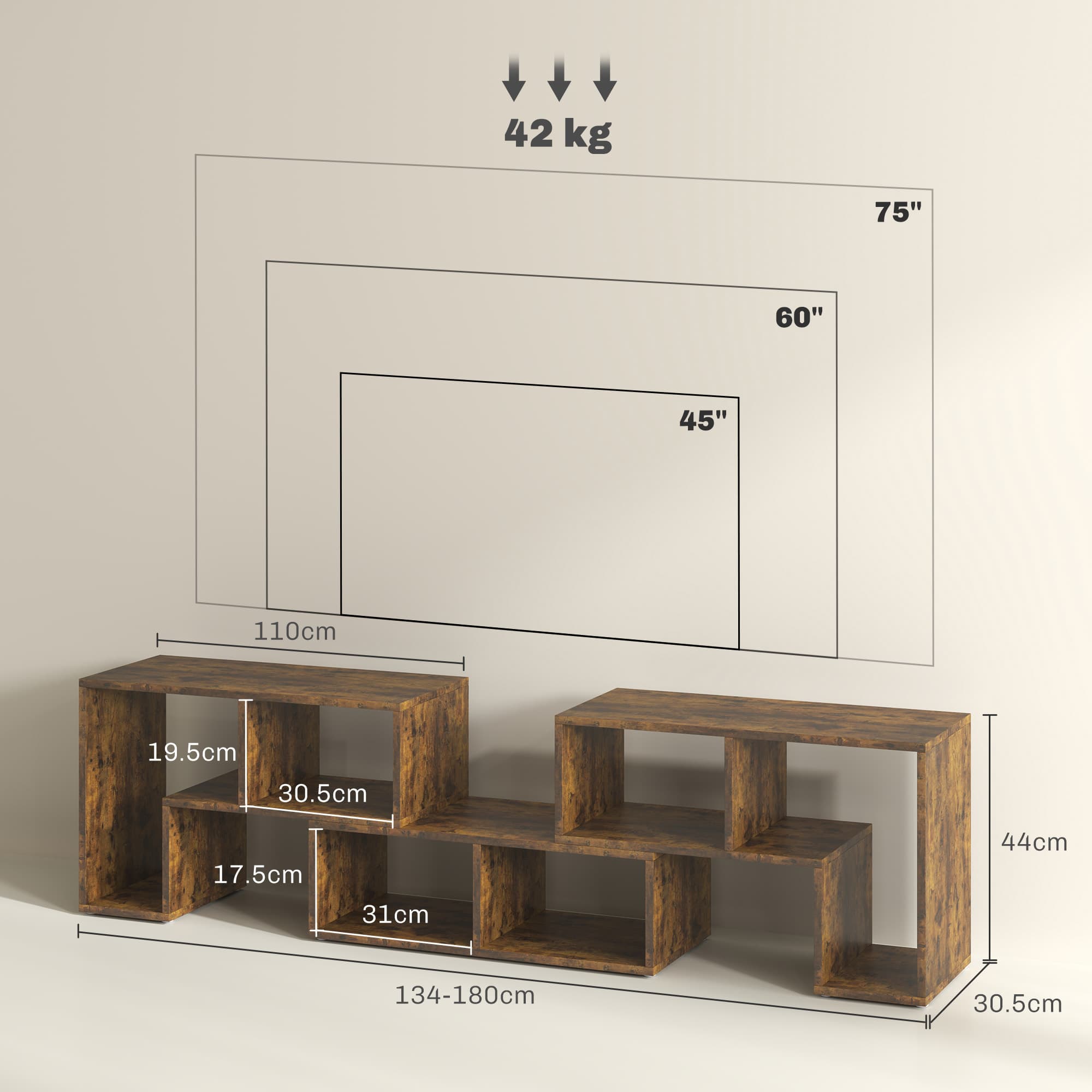 Customise Your Space with the Modular Rustic Brown TV Stand - image 3