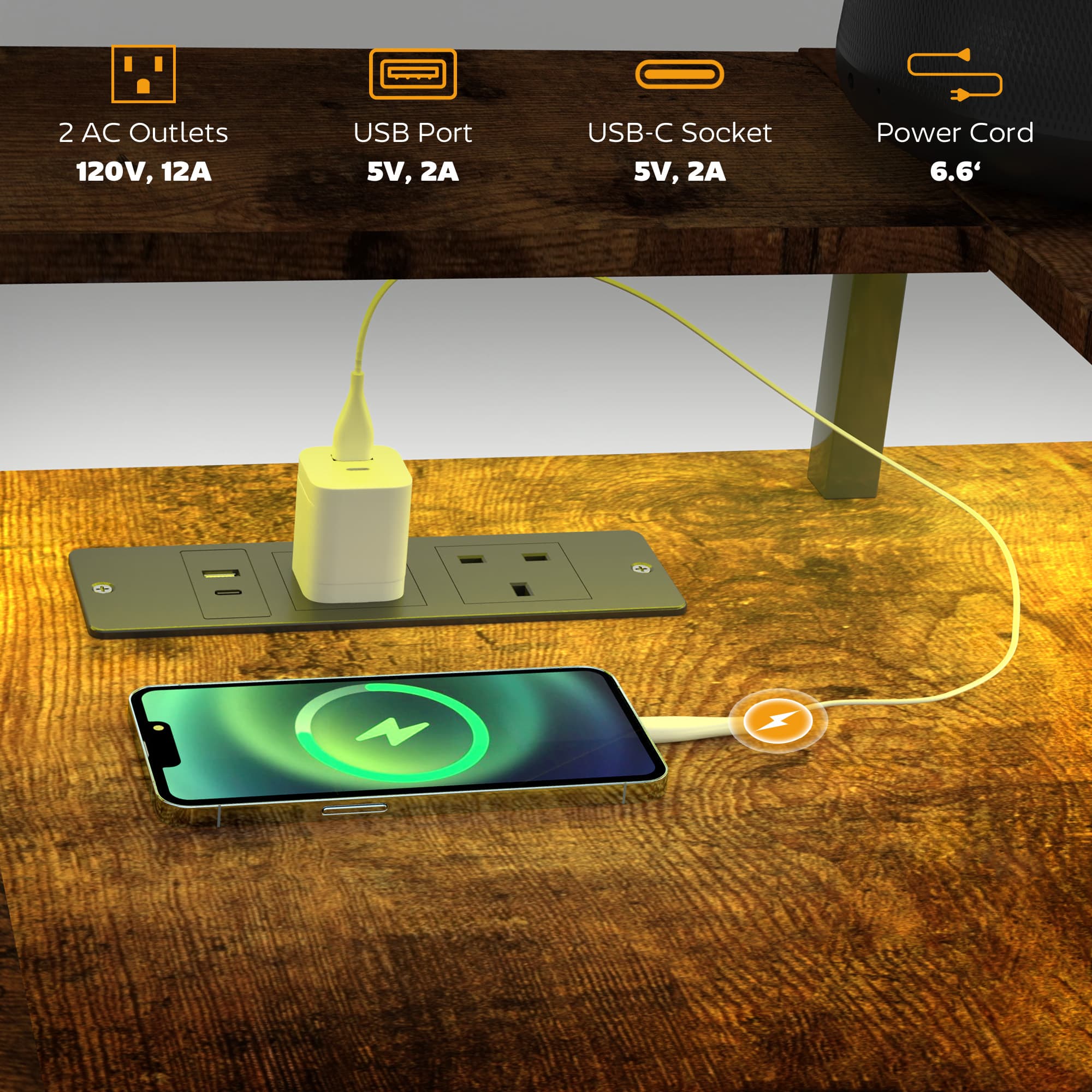 L-Shape Gaming Desk — Adjustable RGB LEDs, USB Ports and Storage - image 2