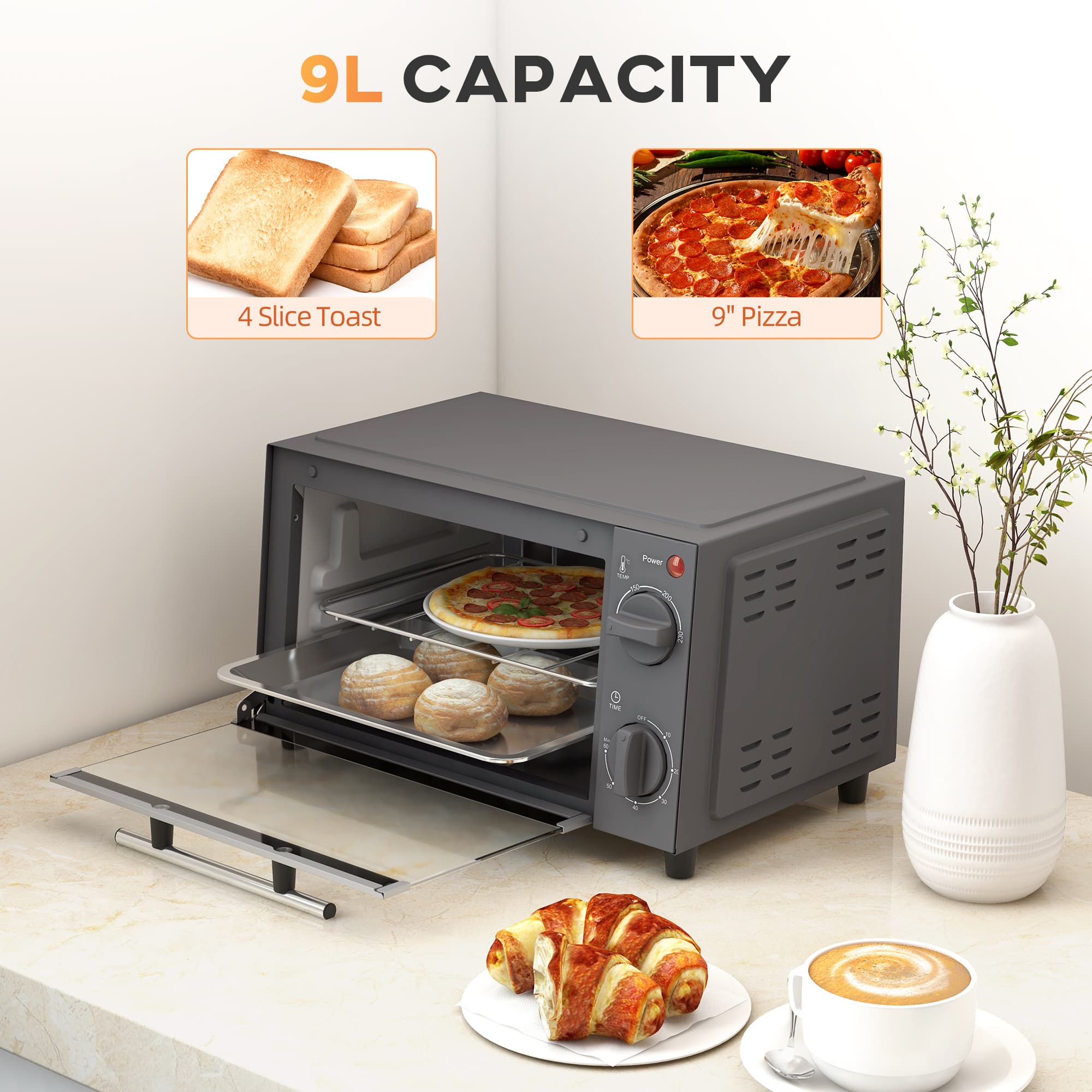 Compact 9L Countertop Oven with 60-Minute Timer - image 3