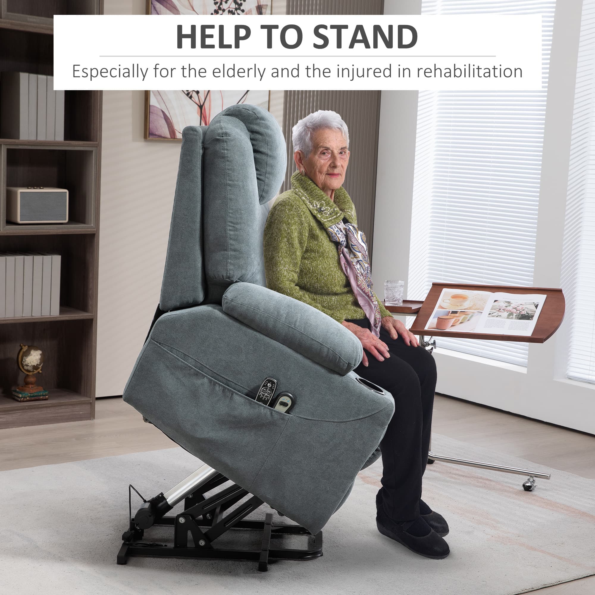 Premium Grey Lift and Recline Massage Armchair with Heat - image 2