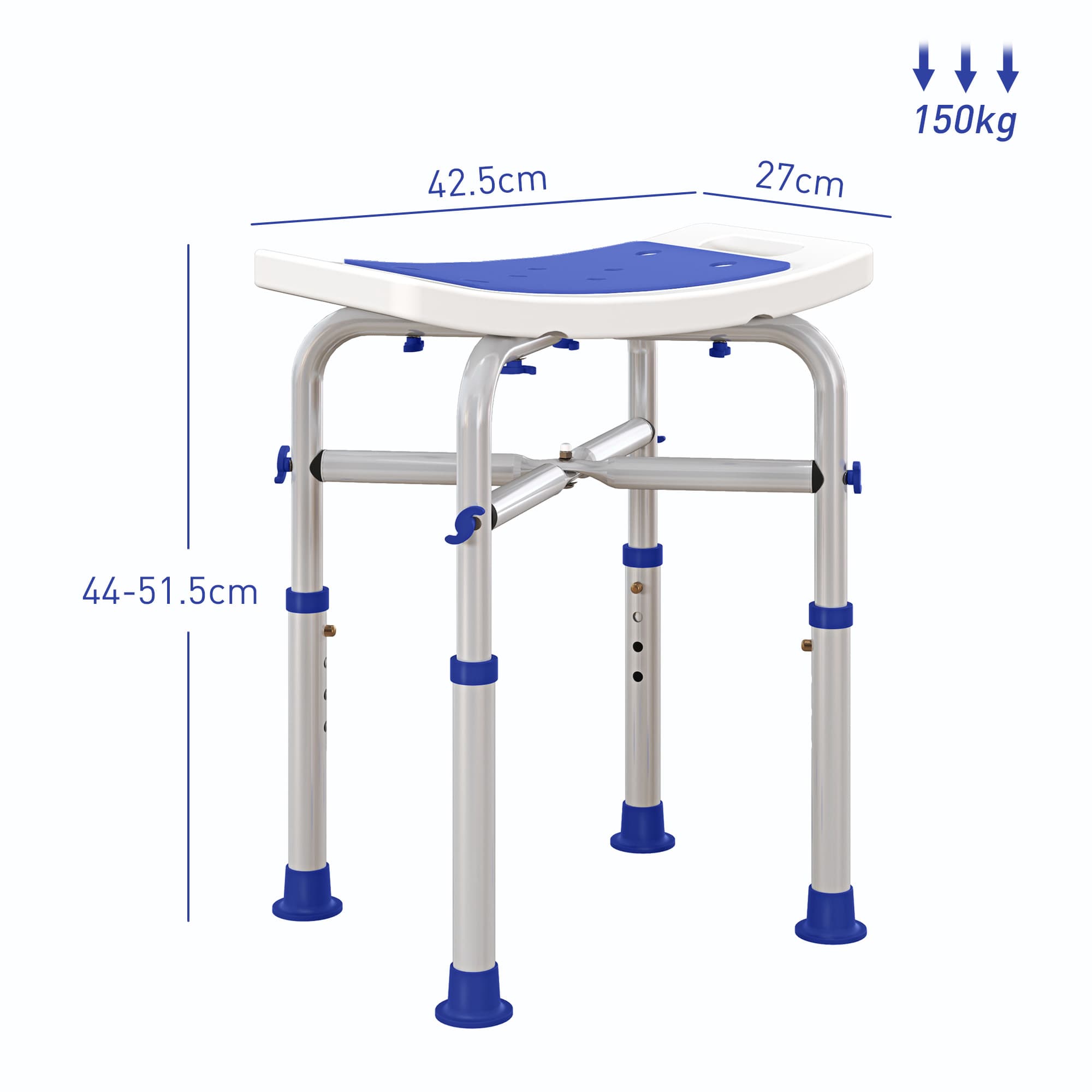 Height-Adjustable Shower Stool with Suction Feet, 44-51.5cm - image 9