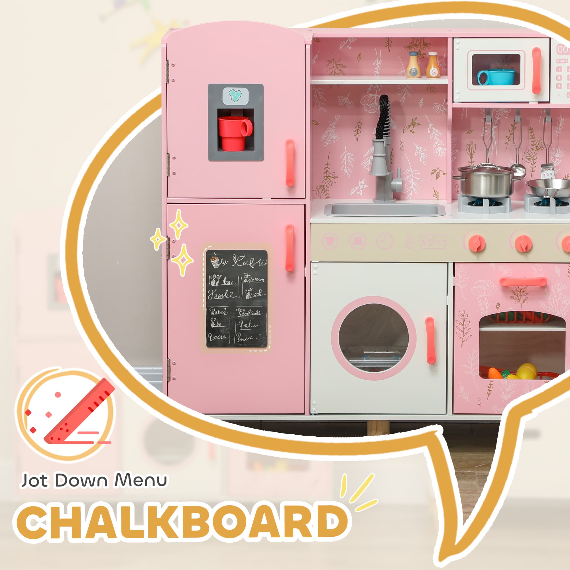 Pink Kids Play Kitchen with Realistic Details - image 6
