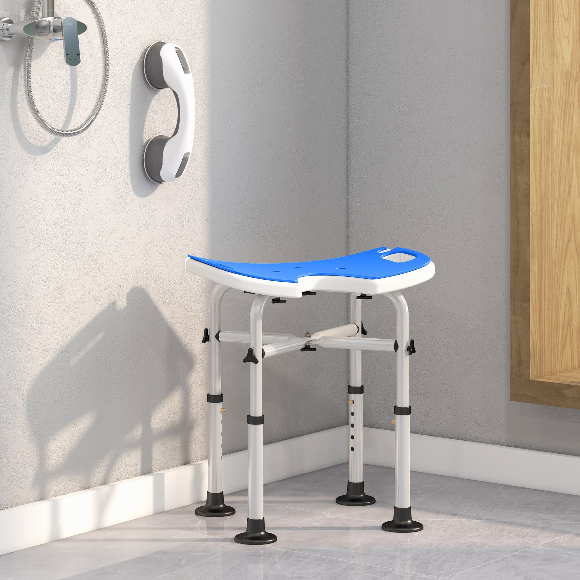 Adjustable Dark Blue Padded Shower Stool - image 8