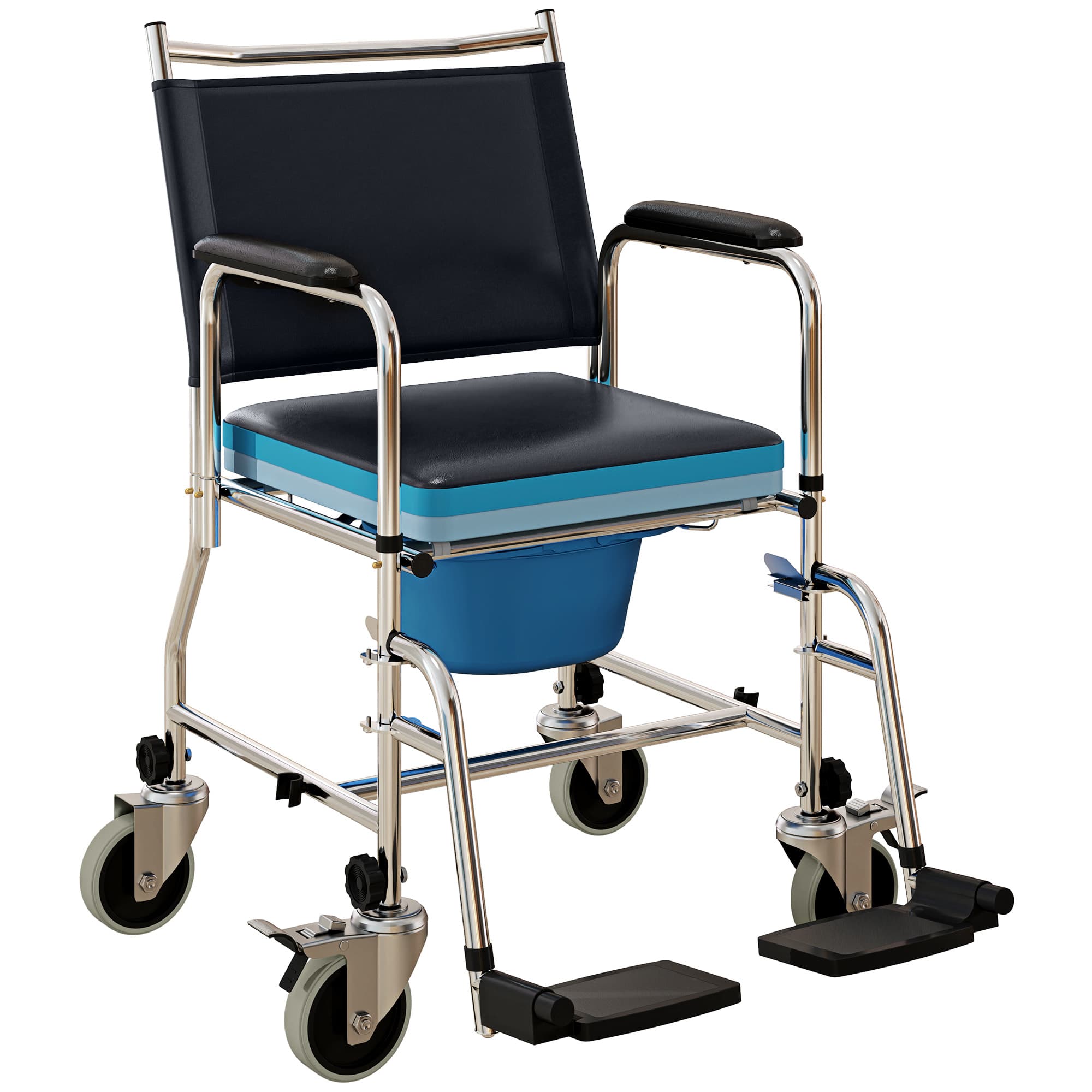 3-in-1 black commode wheelchair for bathroom support - image 9