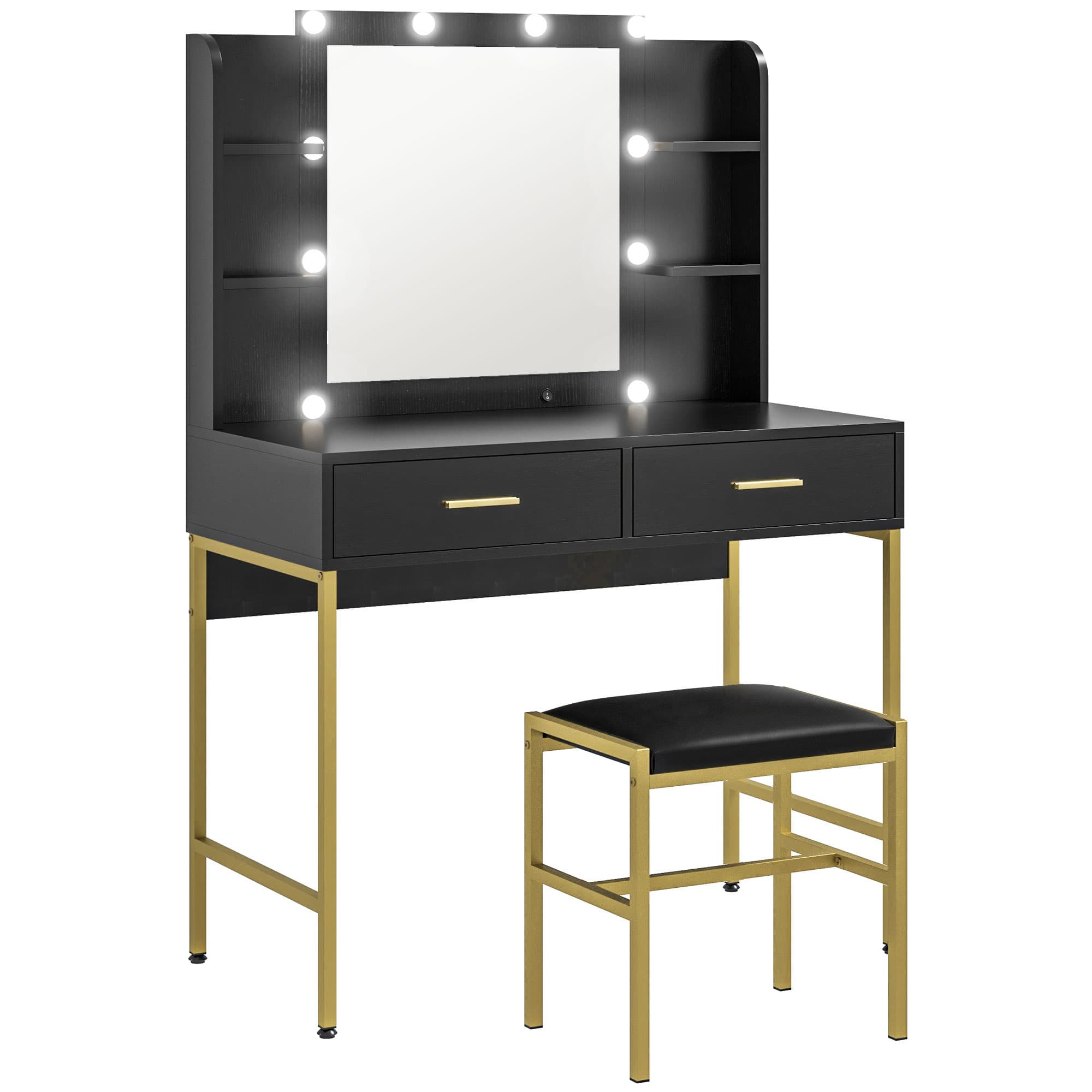 Transform Your Routine with this Black Hollywood Dressing Table - Black