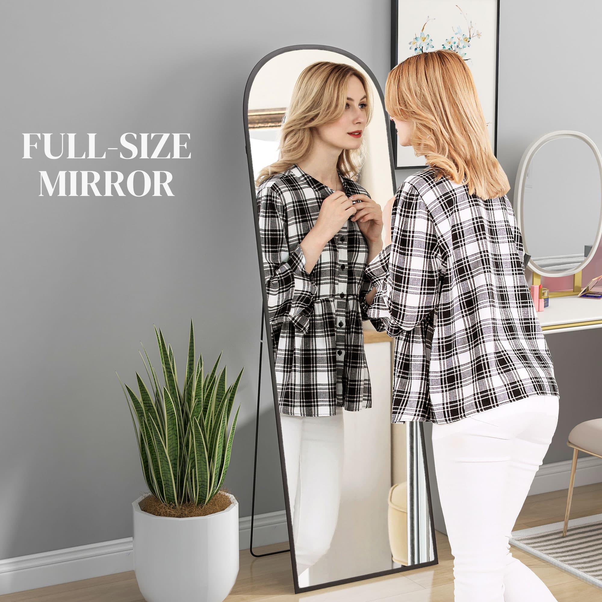 Transform Your Space with this 162cm Black Full Length Mirror - image 2