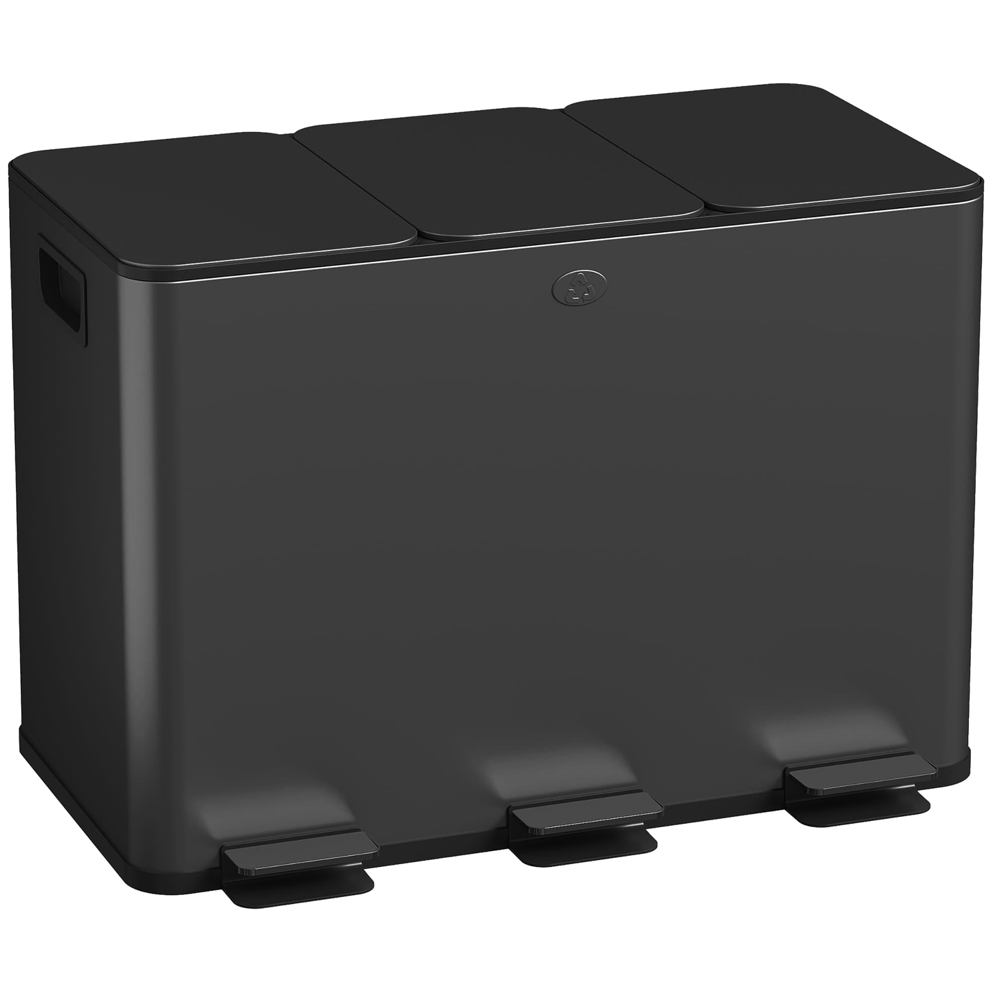 Effortless Waste Sorting with the 45L Triple Kitchen Bin - Black