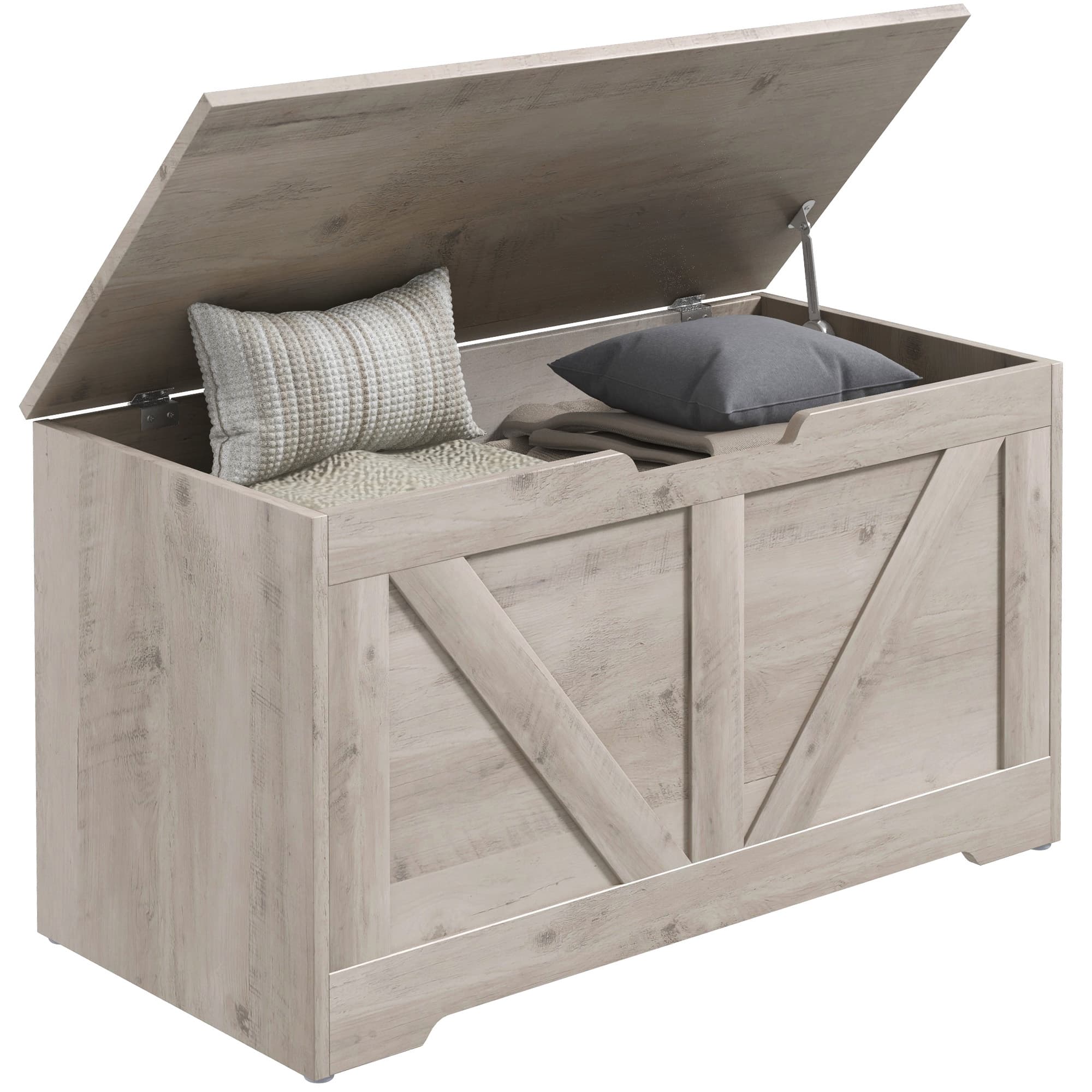Light Grey 100L Storage Chest with X-Cross Farmhouse Panels - Grey