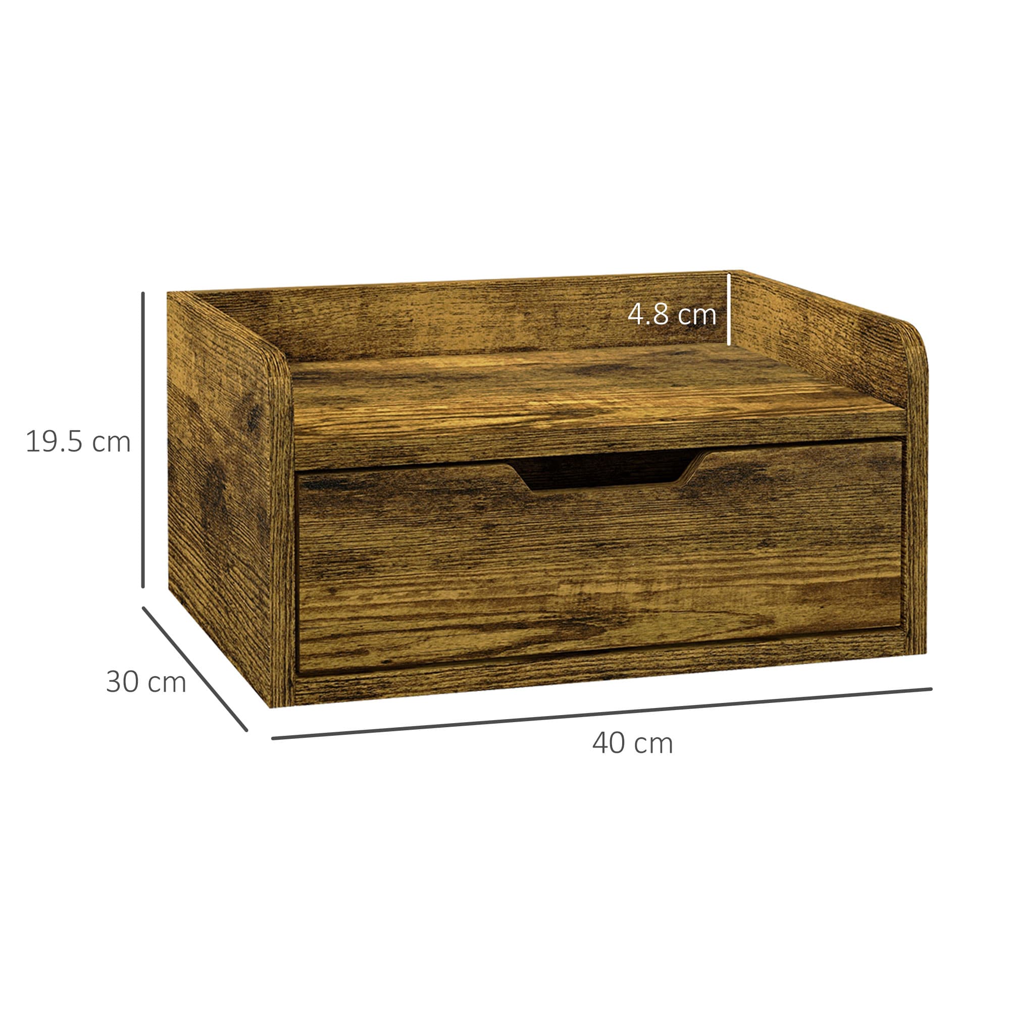 Set of Two Wall-Mounted Floating Nightstands in Rustic Brown - image 3