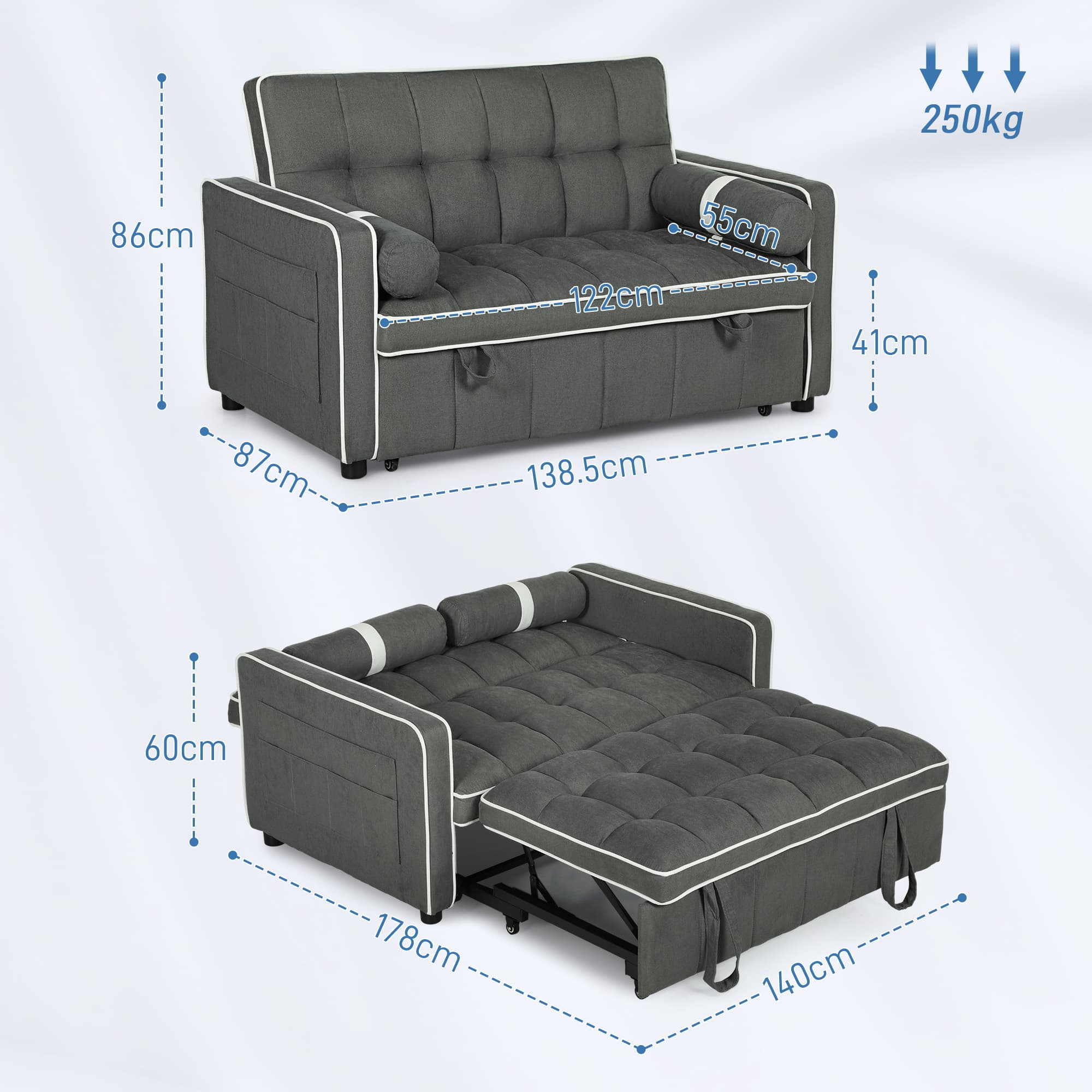 Transform Your Space with this 3-in-1 Charcoal Sofa Bed - image 5