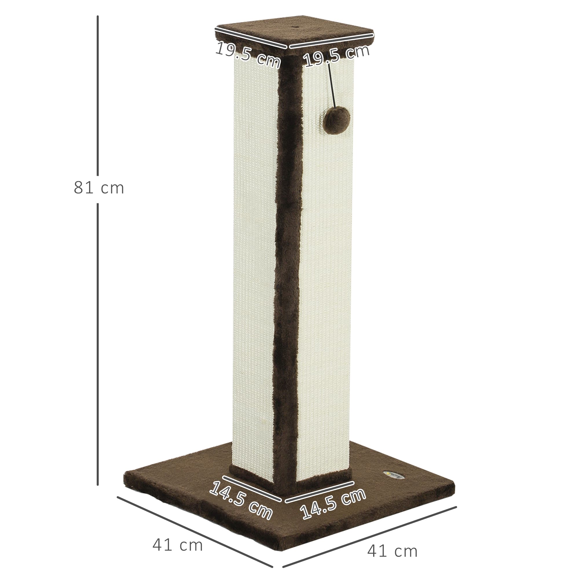Tall Vertical Cat Scratcher with Sisal Rope and Plush Base – Brown - image 9