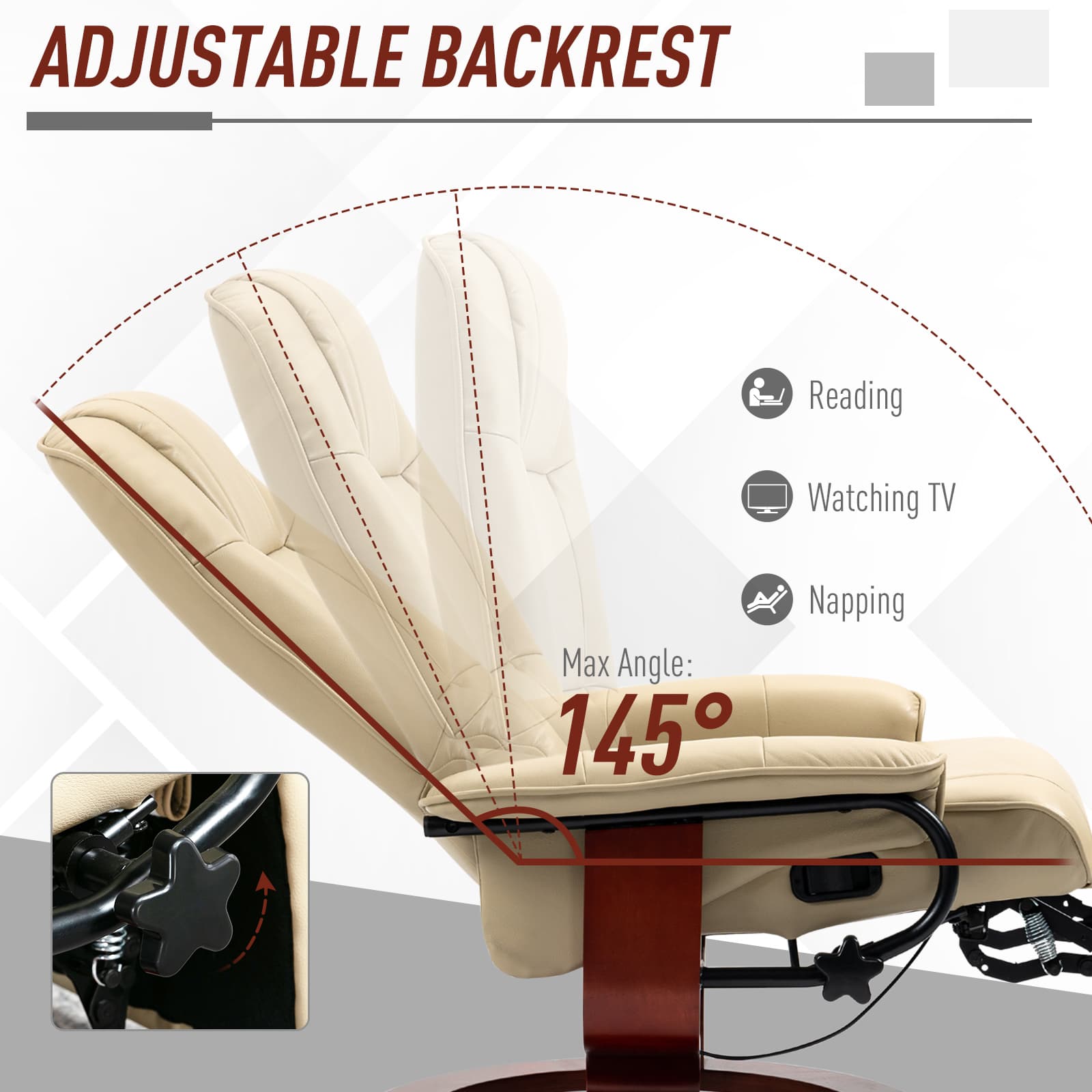 Transform Your Evenings with this Cream Reclining Swivel Chair - image 5