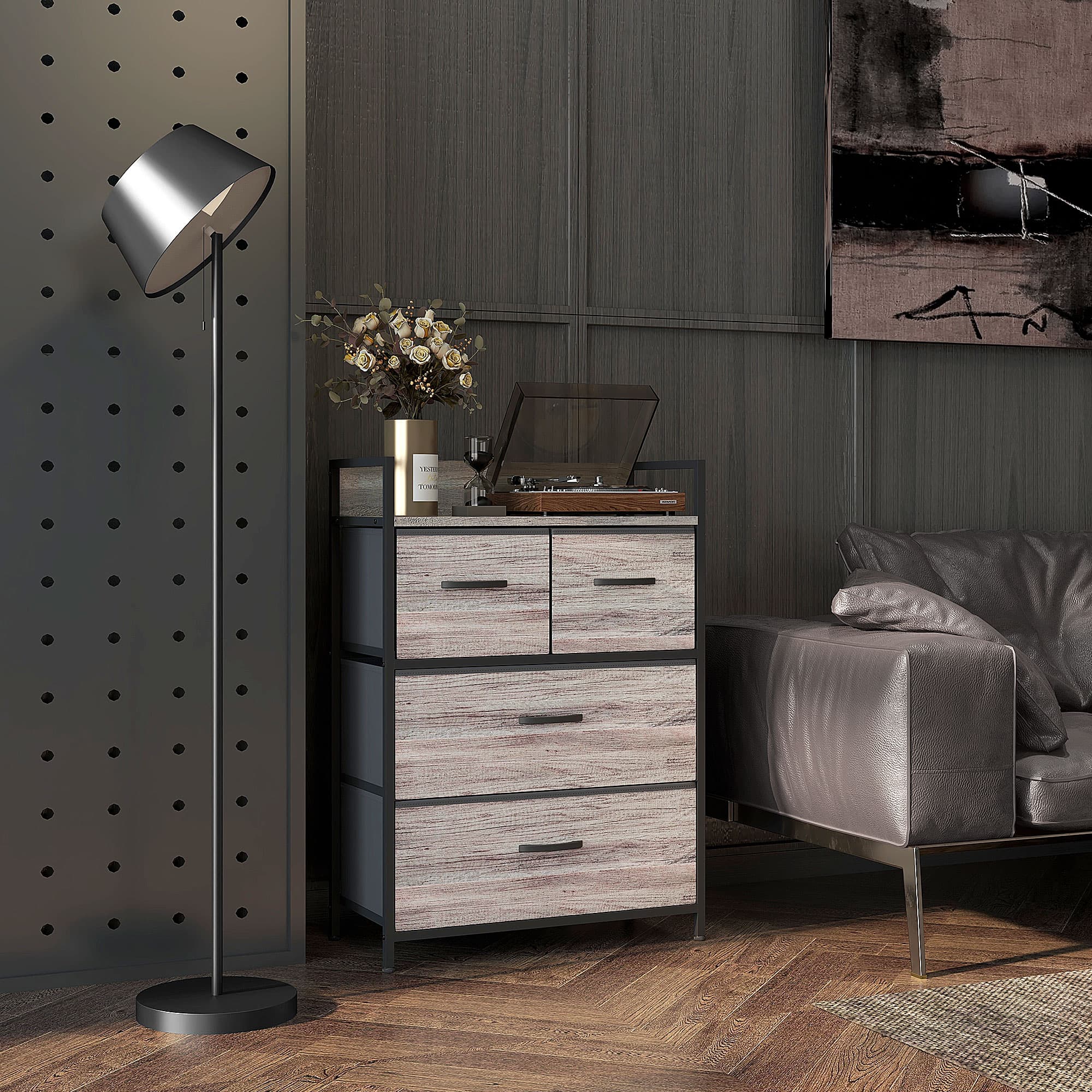 Four Fabric Drawers with an Industrial Wood-Effect Frame - image 1