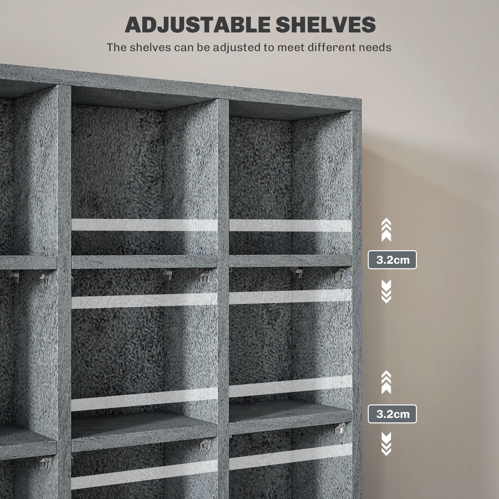 Cement Grey CD and DVD Storage Unit with Open Grid Shelves - image 3