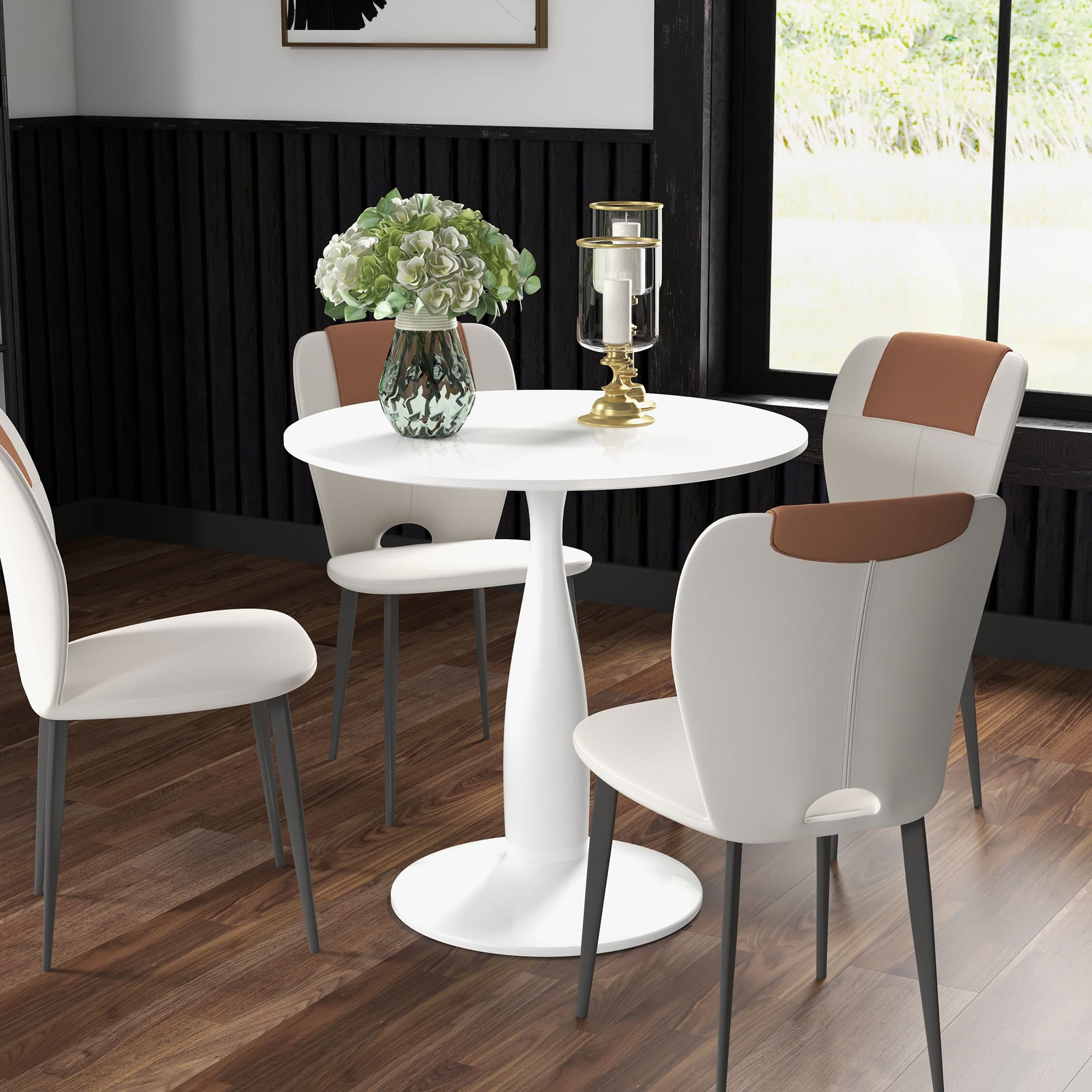 White Round Dining Table for Compact Dining Spaces - image 4