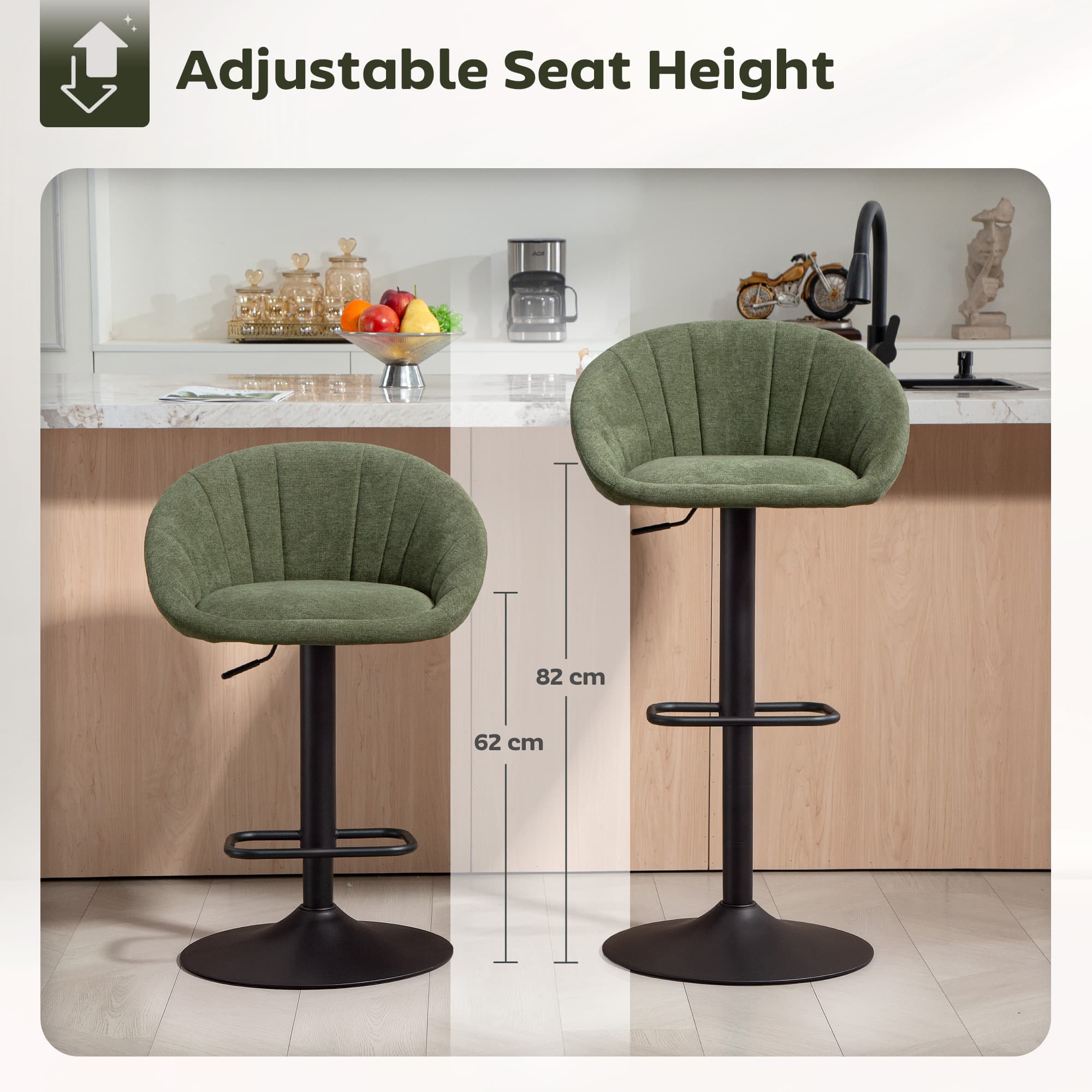 Effortless Comfort: Dark Green Adjustable Tub Bar Stools - image 1