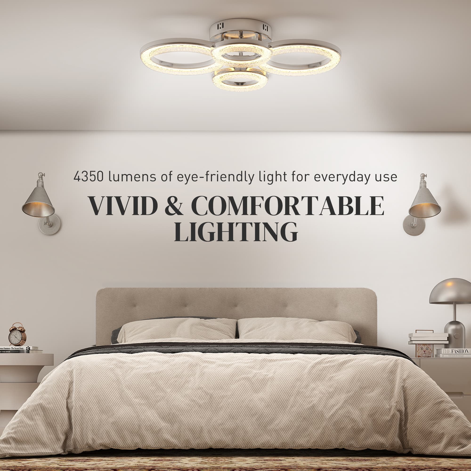 Four-Ring LED Ceiling Light with Wall Switch Colour Control - image 1