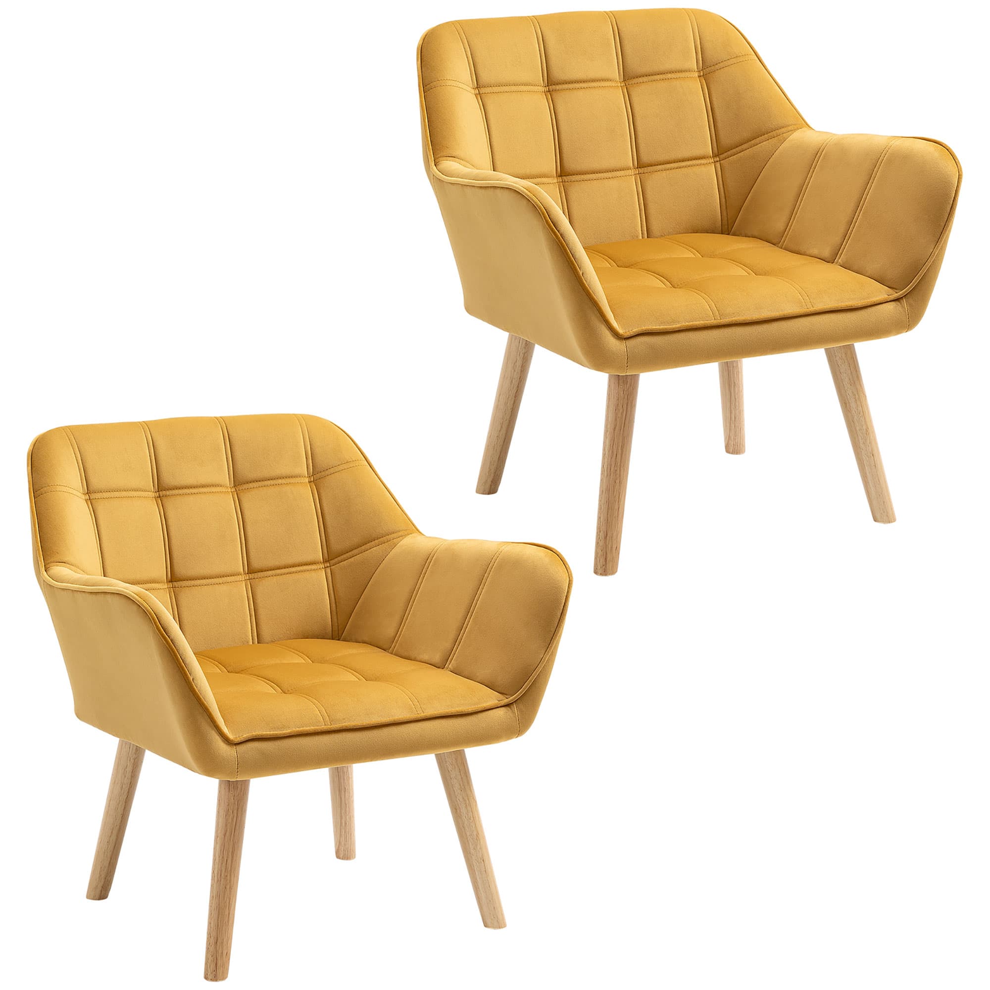 Transform Your Space with these Yellow Velvet Accent Chairs - Yellow