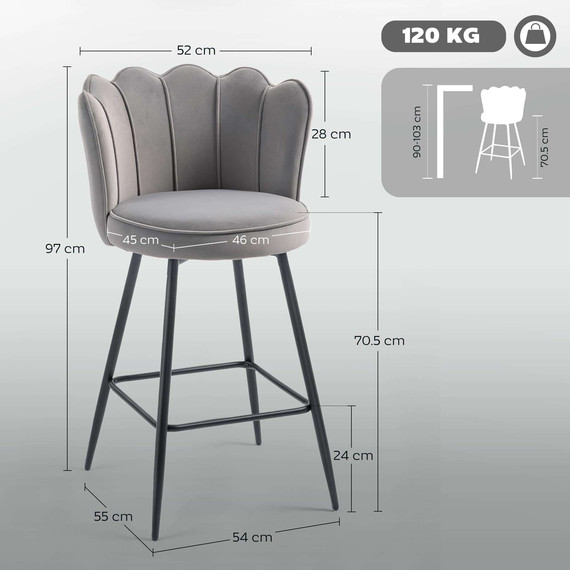 Transform Your Kitchen with Grey Lotus Velvet Bar Stools - image 2