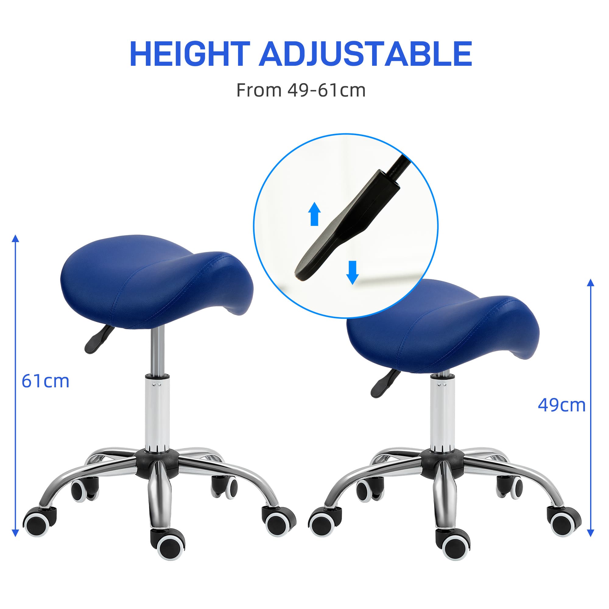 Dark Blue Saddle Salon Stool for Adjustable Support - image 9