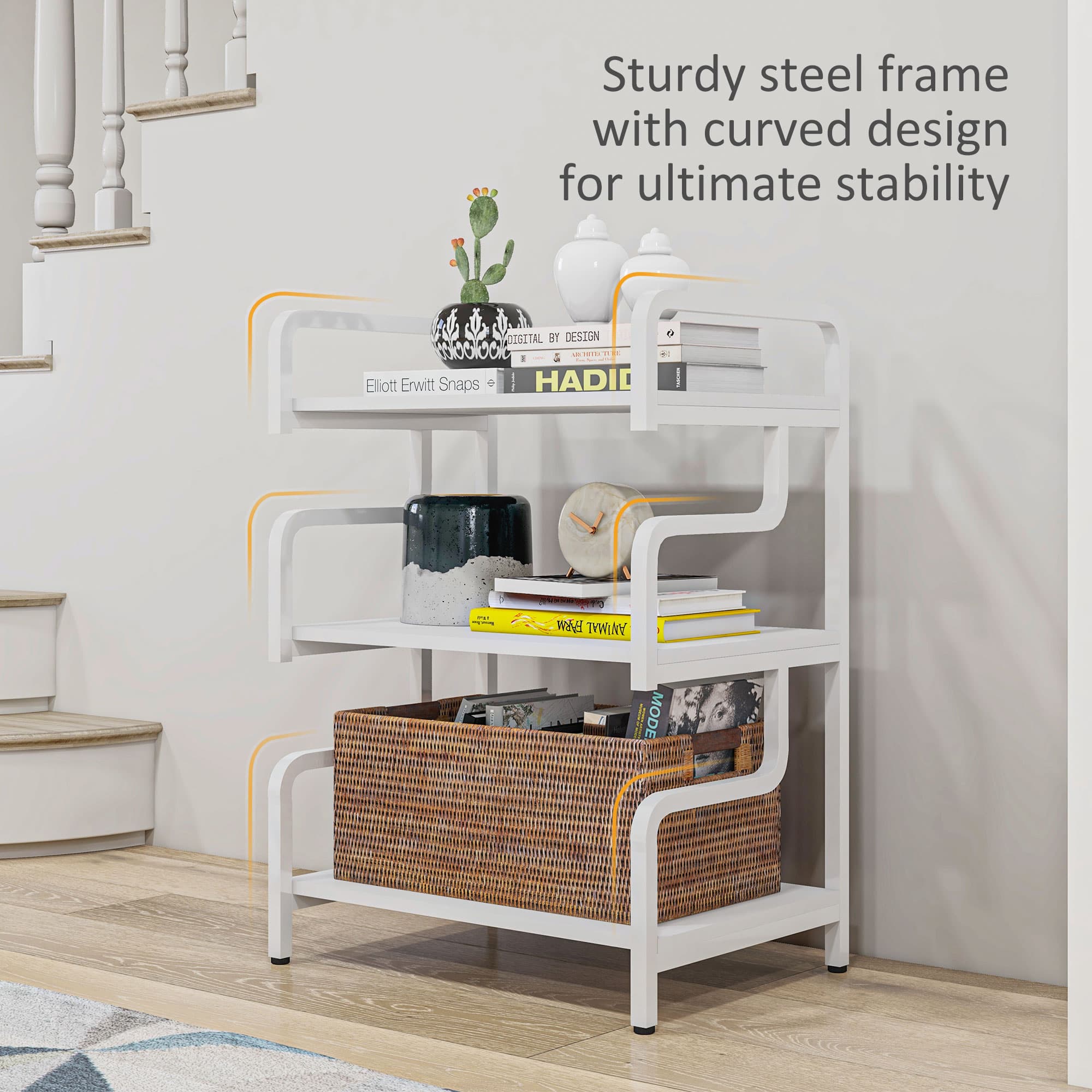 3-Tier White Printer Stand with Storage for Home Office - image 2