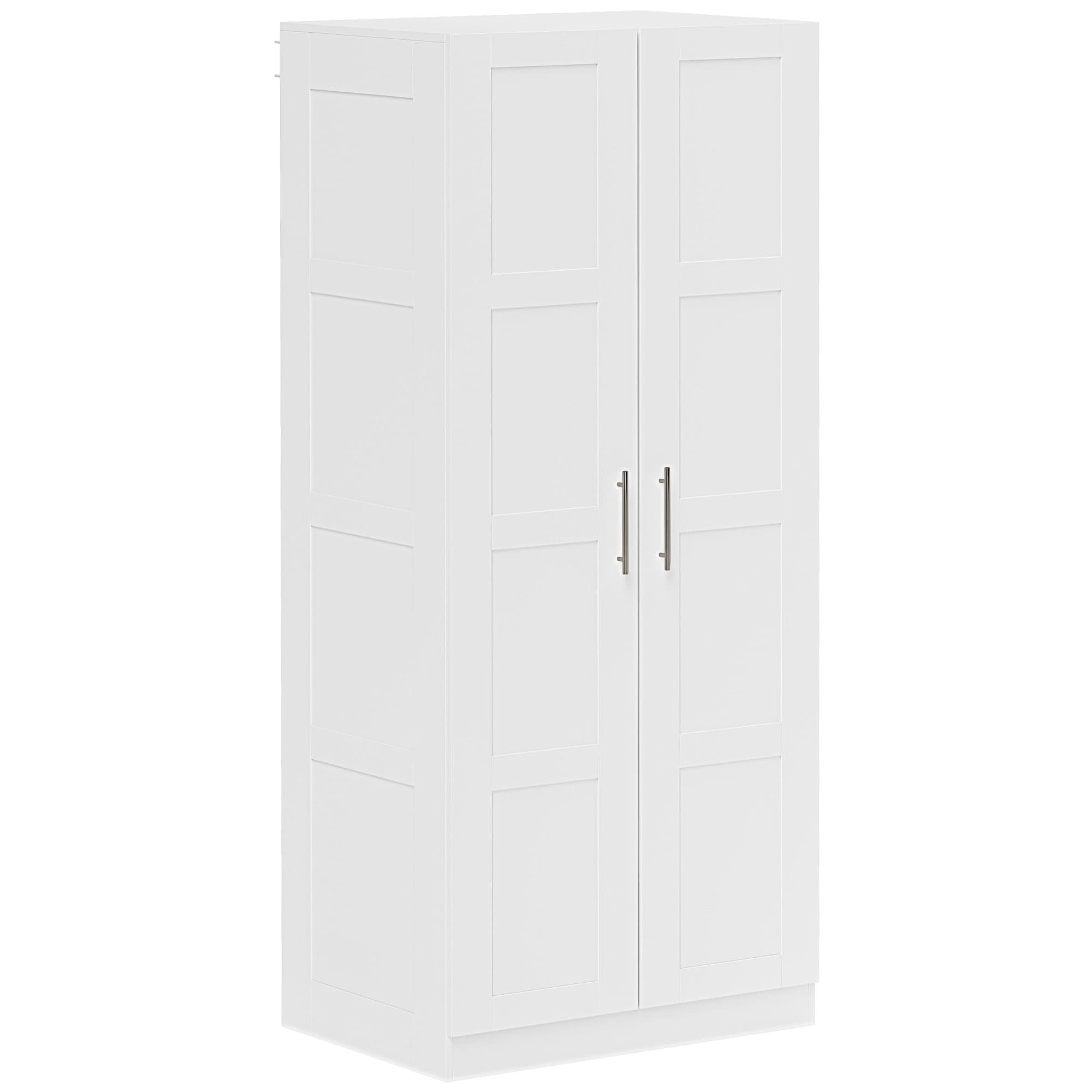 Effortless Storage: White Double Wardrobe with Shelves - White