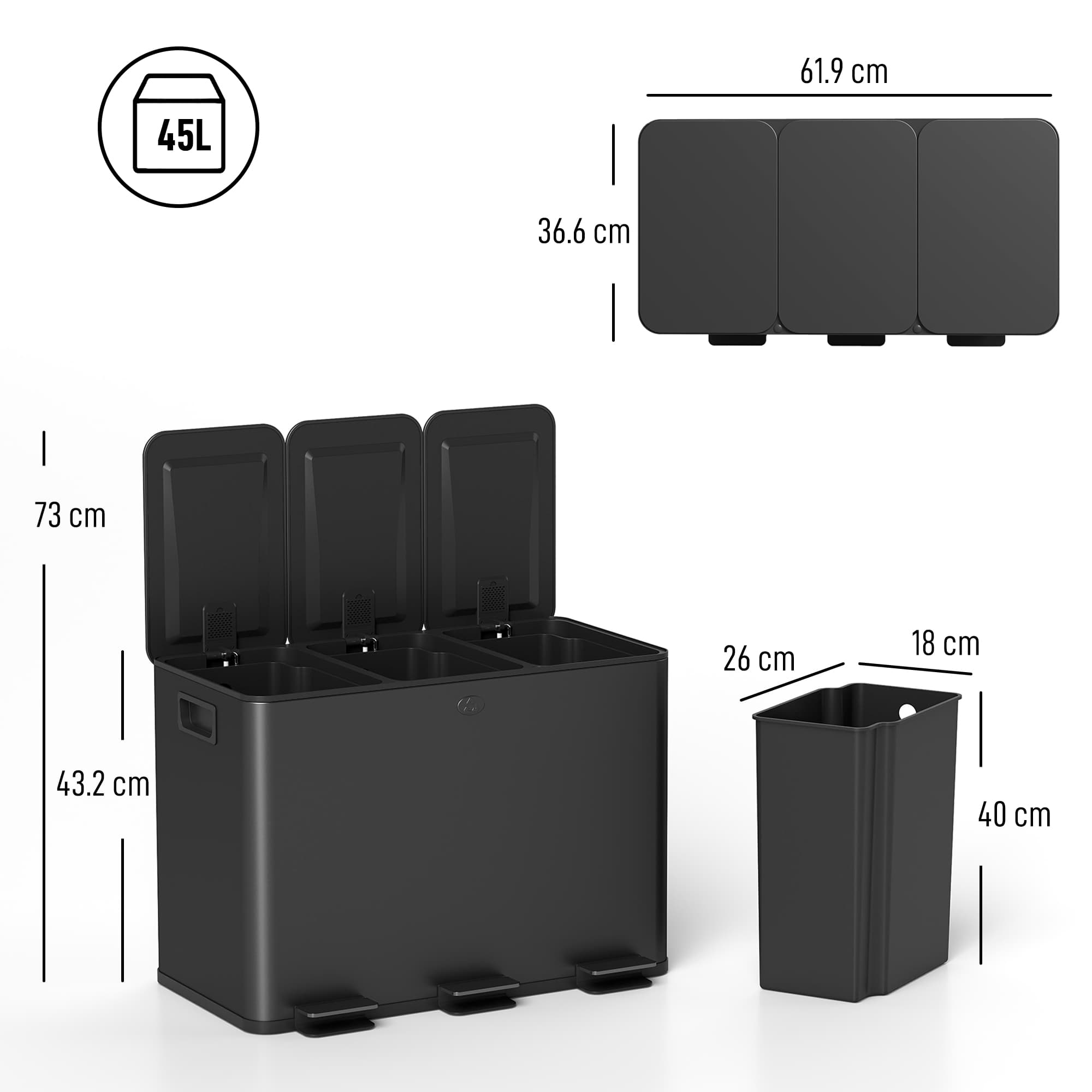 Effortless Waste Sorting with the 45L Triple Kitchen Bin - image 5
