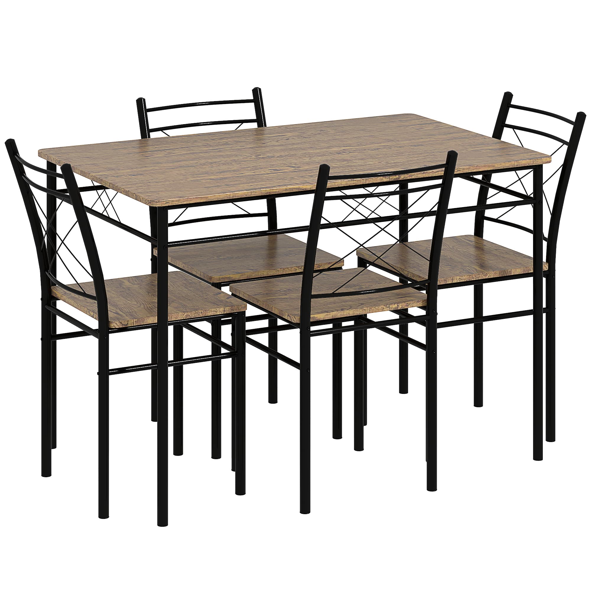 Effortless Everyday Dining: 5-Piece Oak-Effect Table Set - Oak