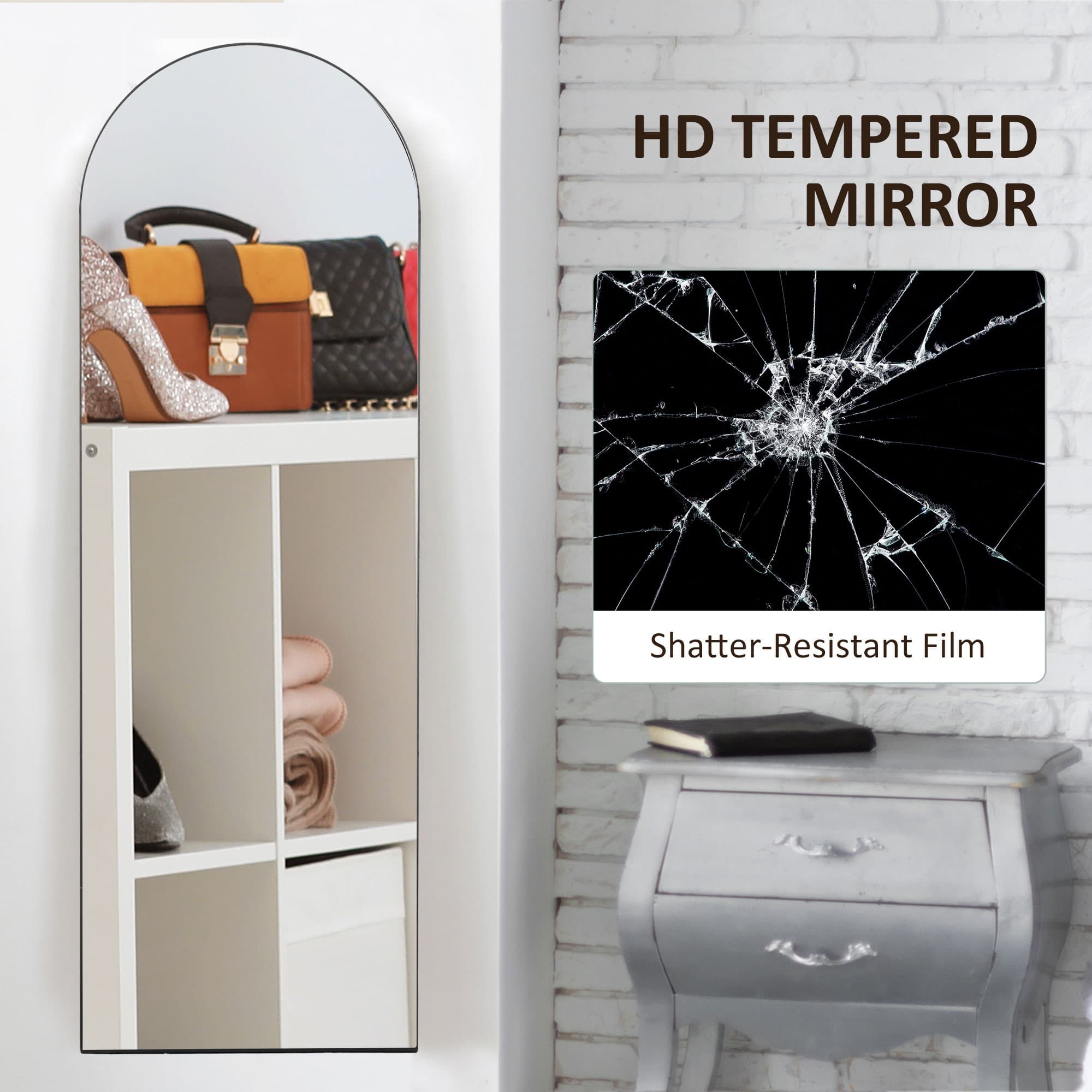 Full Length Arched Mirror in Black – 150cm Floor or Wall Option - image 5