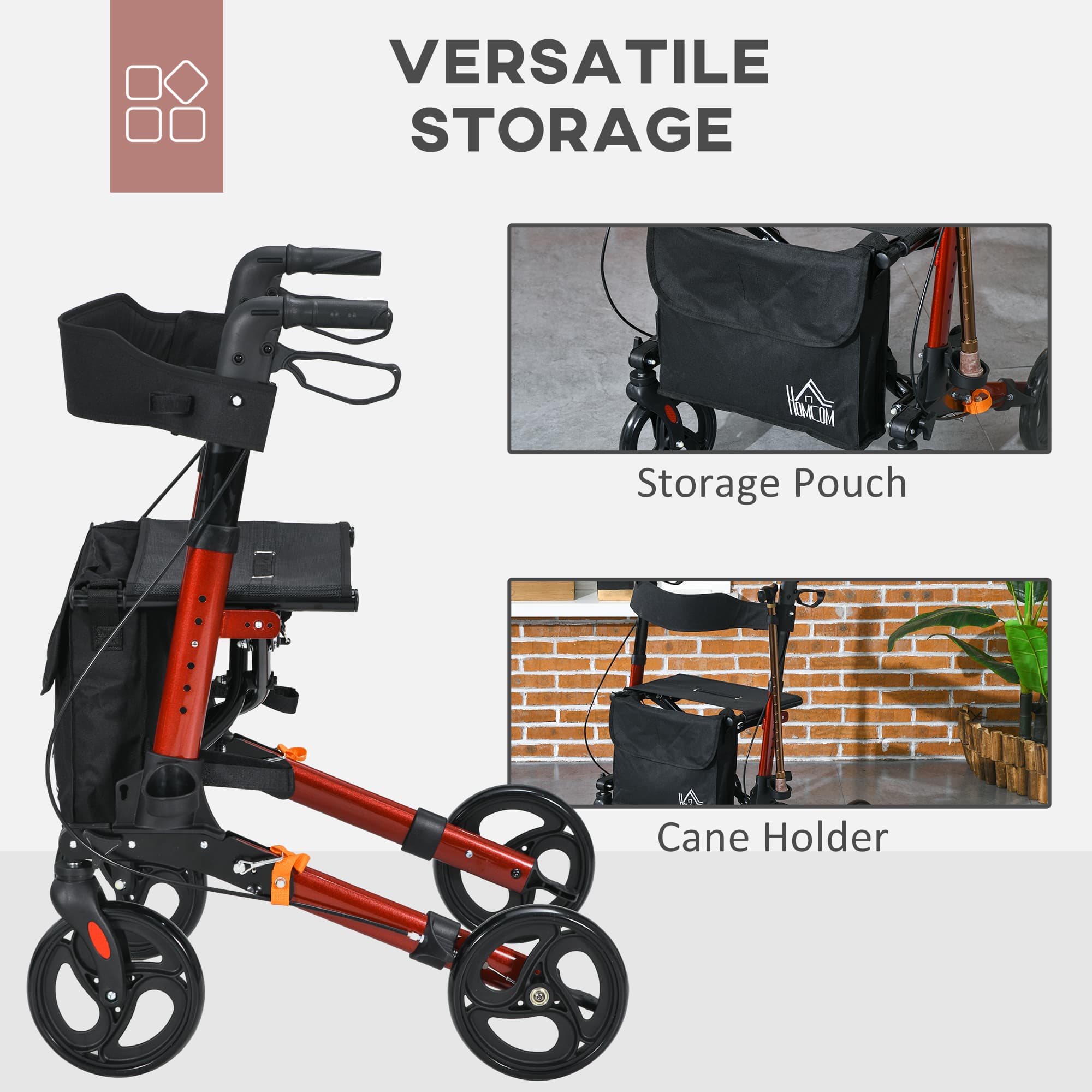 Lightweight Folding Rollator with Padded Seat, Bag, and Height Adjustment - image 8