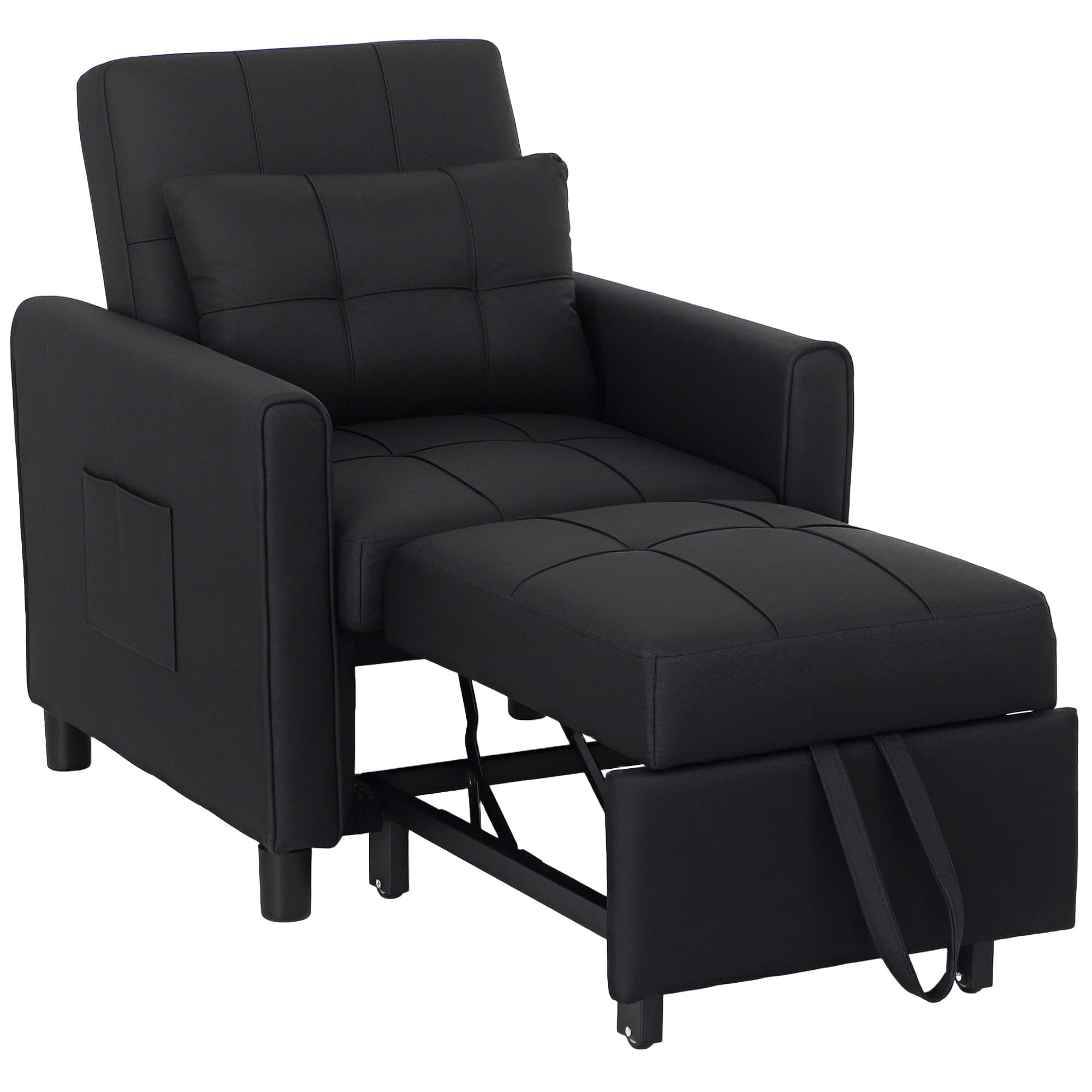 Effortlessly Versatile 3-in-1 Black Single Chair Bed
