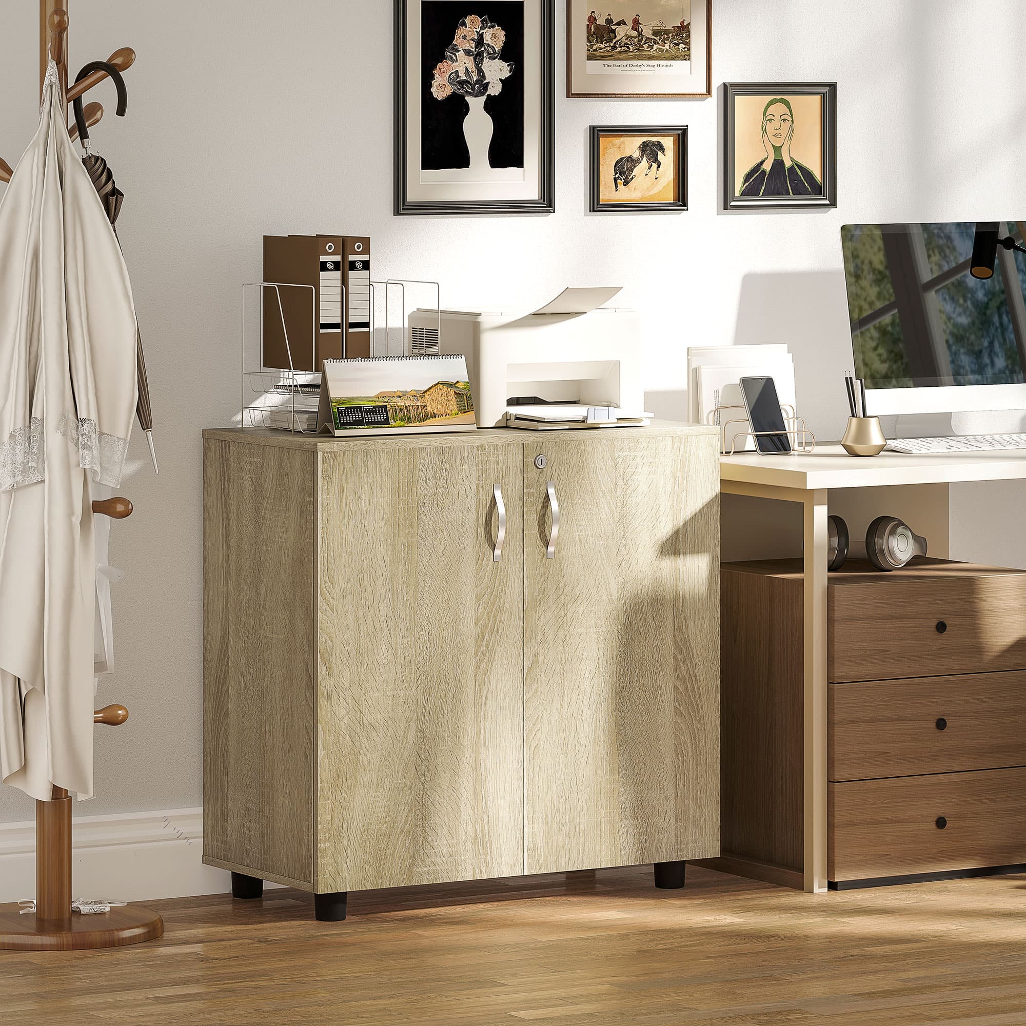 Secure Your Workspace with the Vinsetto Oak Locking Cabinet - image 5