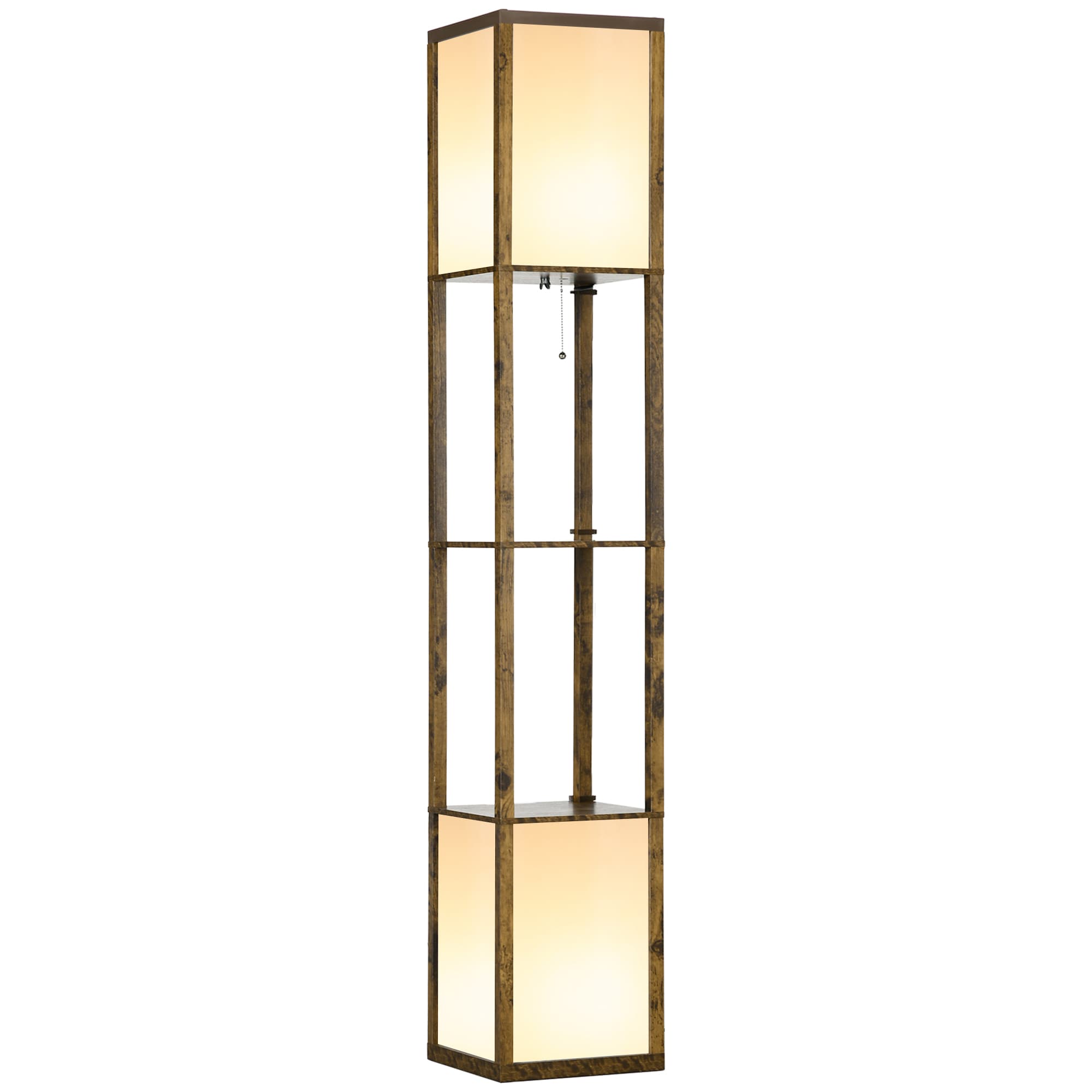 Shelf Floor Lamp with Top and Bottom Lighting, Brown - Brown