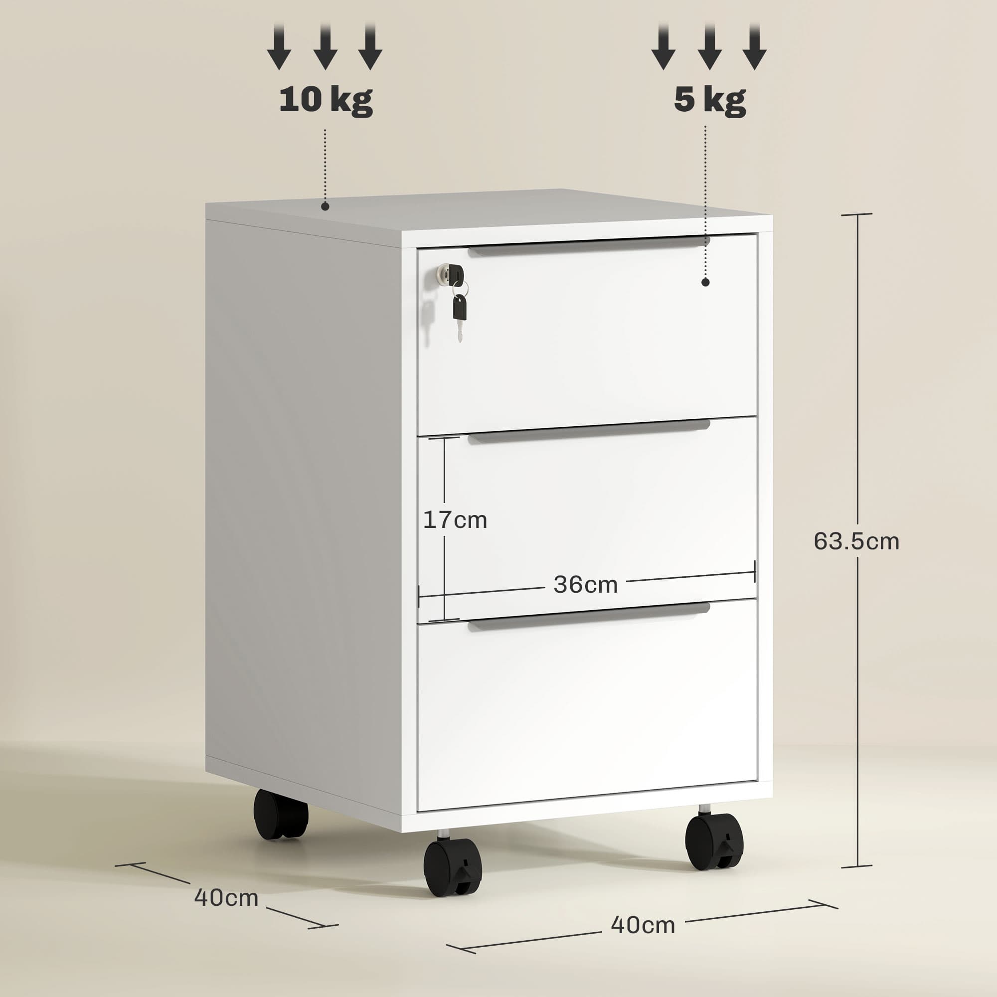 Keep Documents Secure with a Lockable Three-Drawer Filing Cabinet - image 4