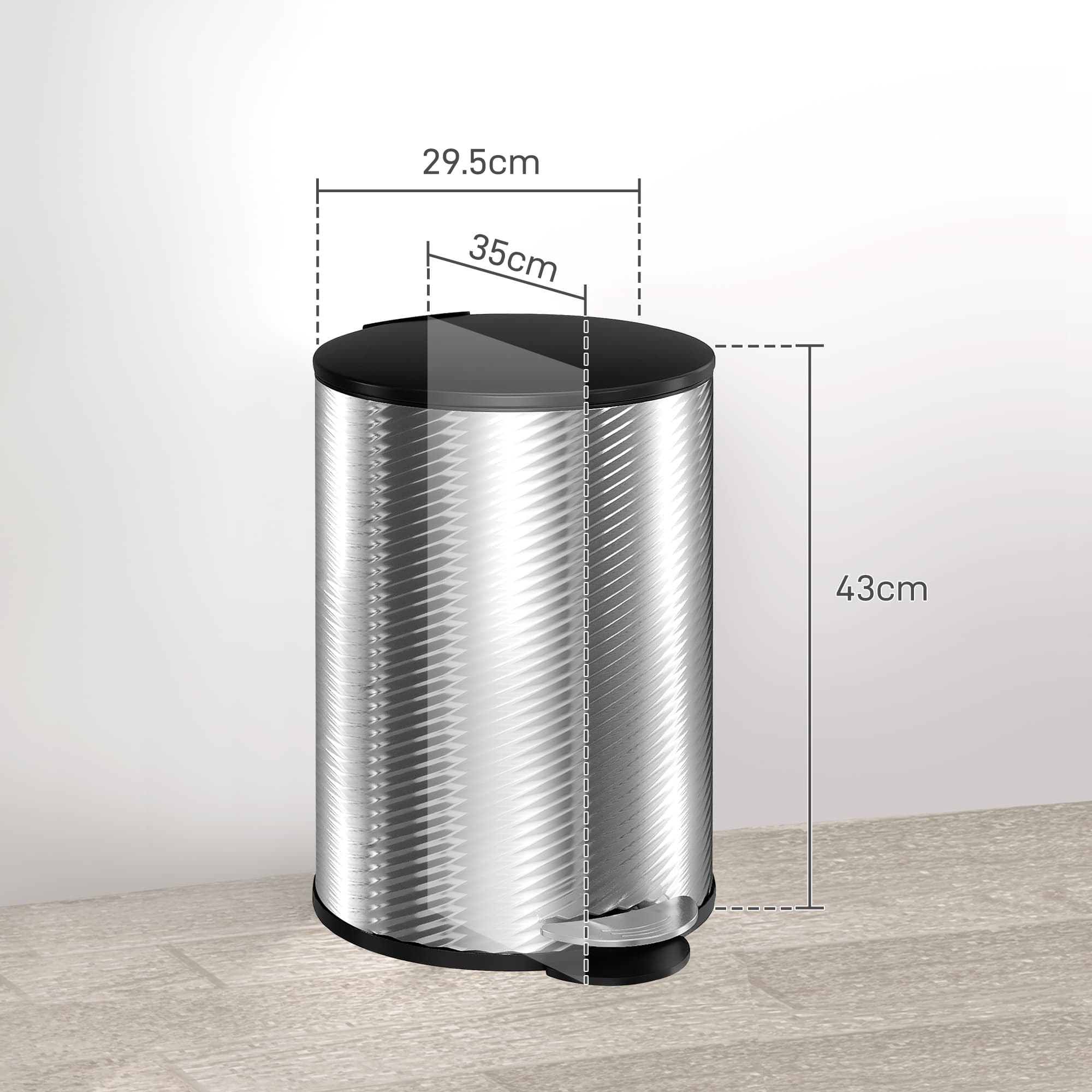 Compact 20-Litre Pedal Bin in Textured Stainless Steel - image 4