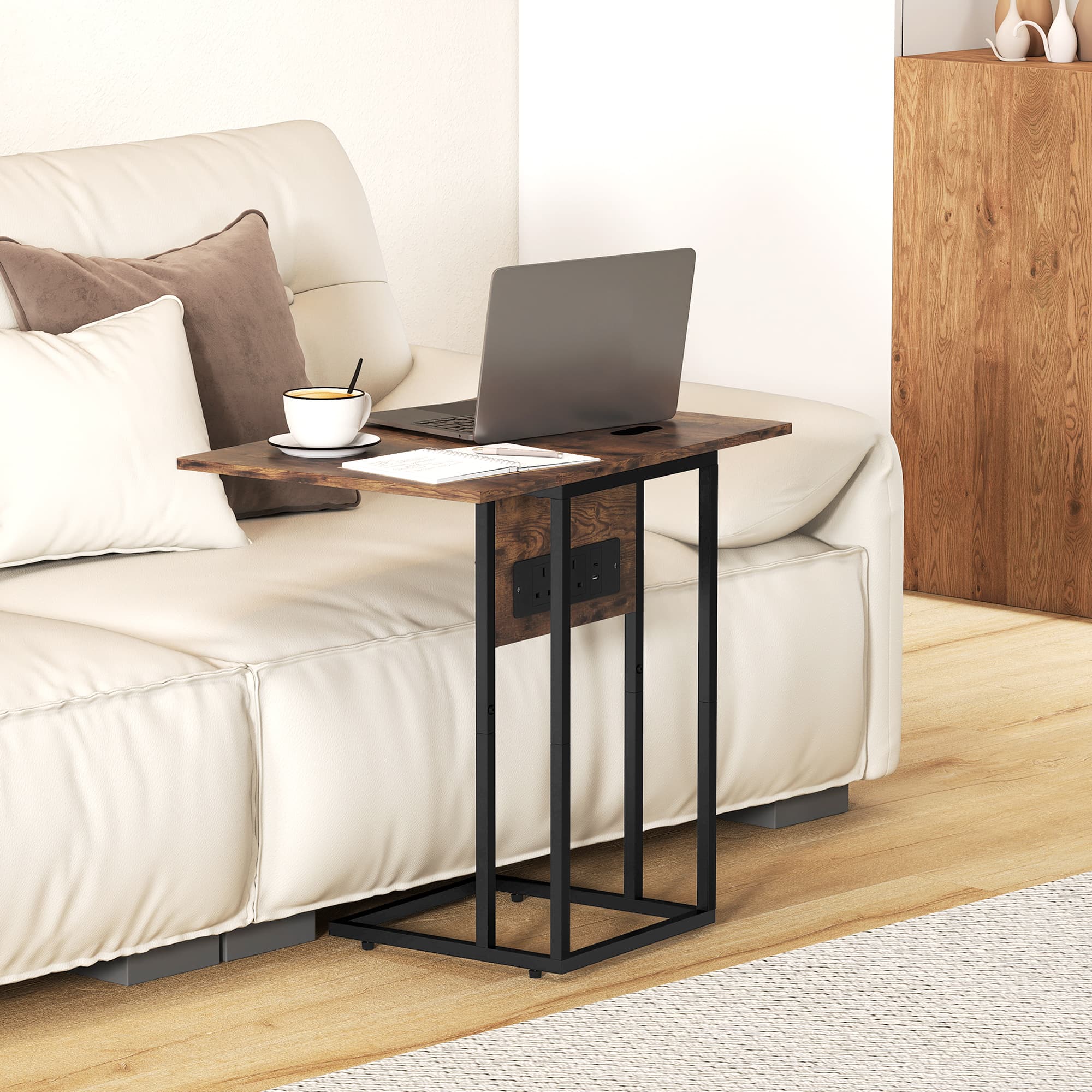 Side Table with Built-In Charging Station and Foldable Top - image 9