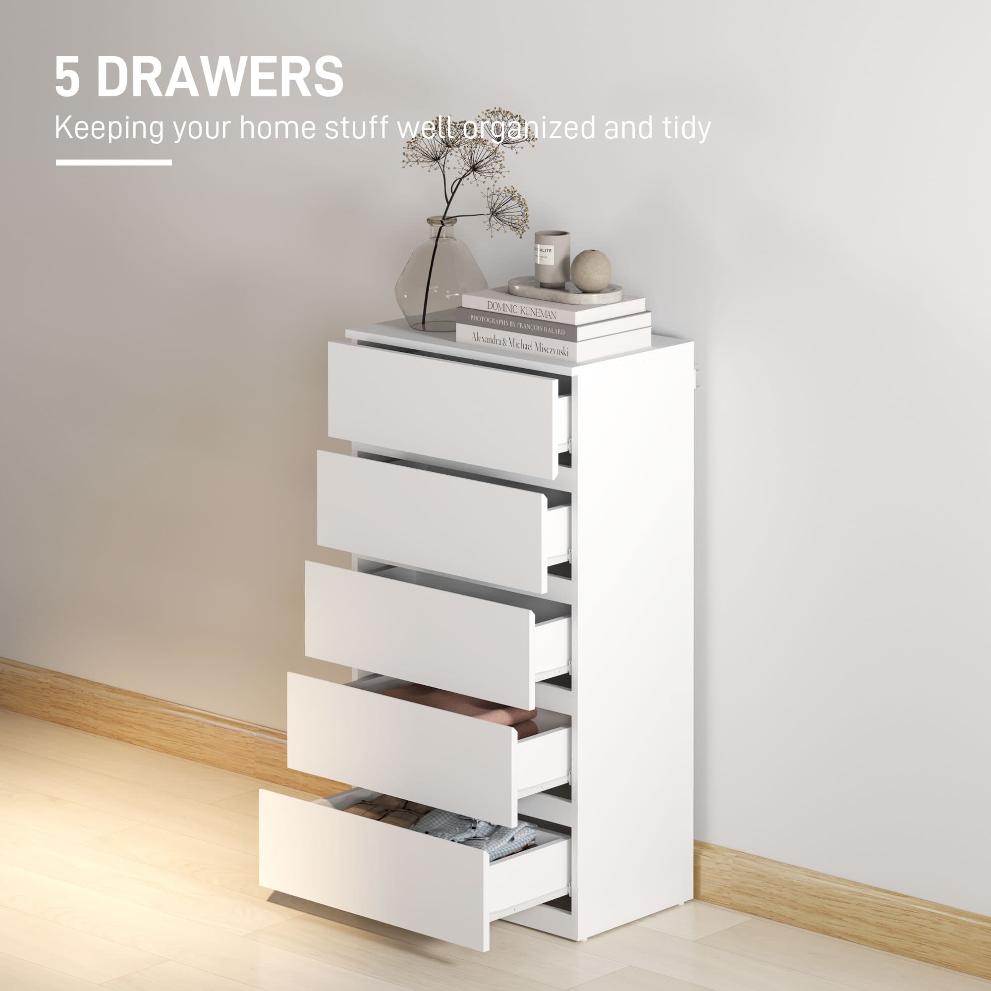 Modern 5-Drawer White Chest of Drawers — Handleless Design - image 4