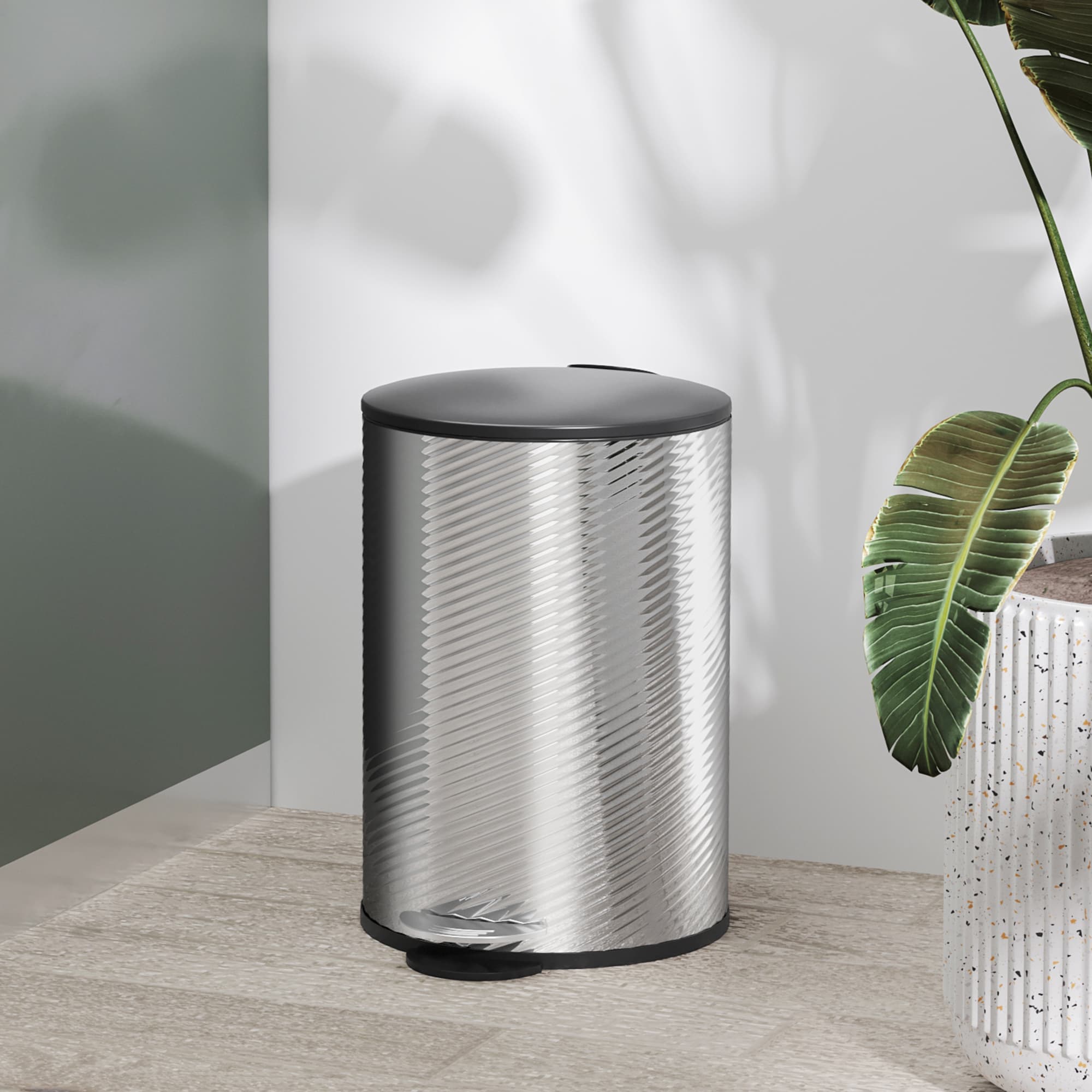 Compact 20-Litre Pedal Bin in Textured Stainless Steel - image 5