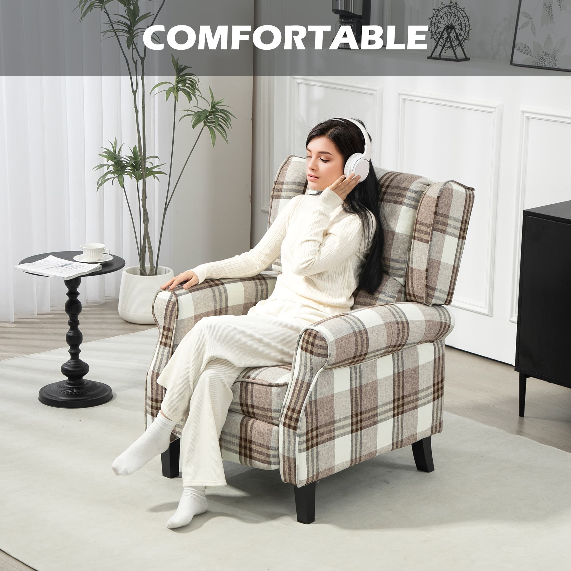 Effortless Comfort: Brown Reclining Armchair with Footrest - image 3