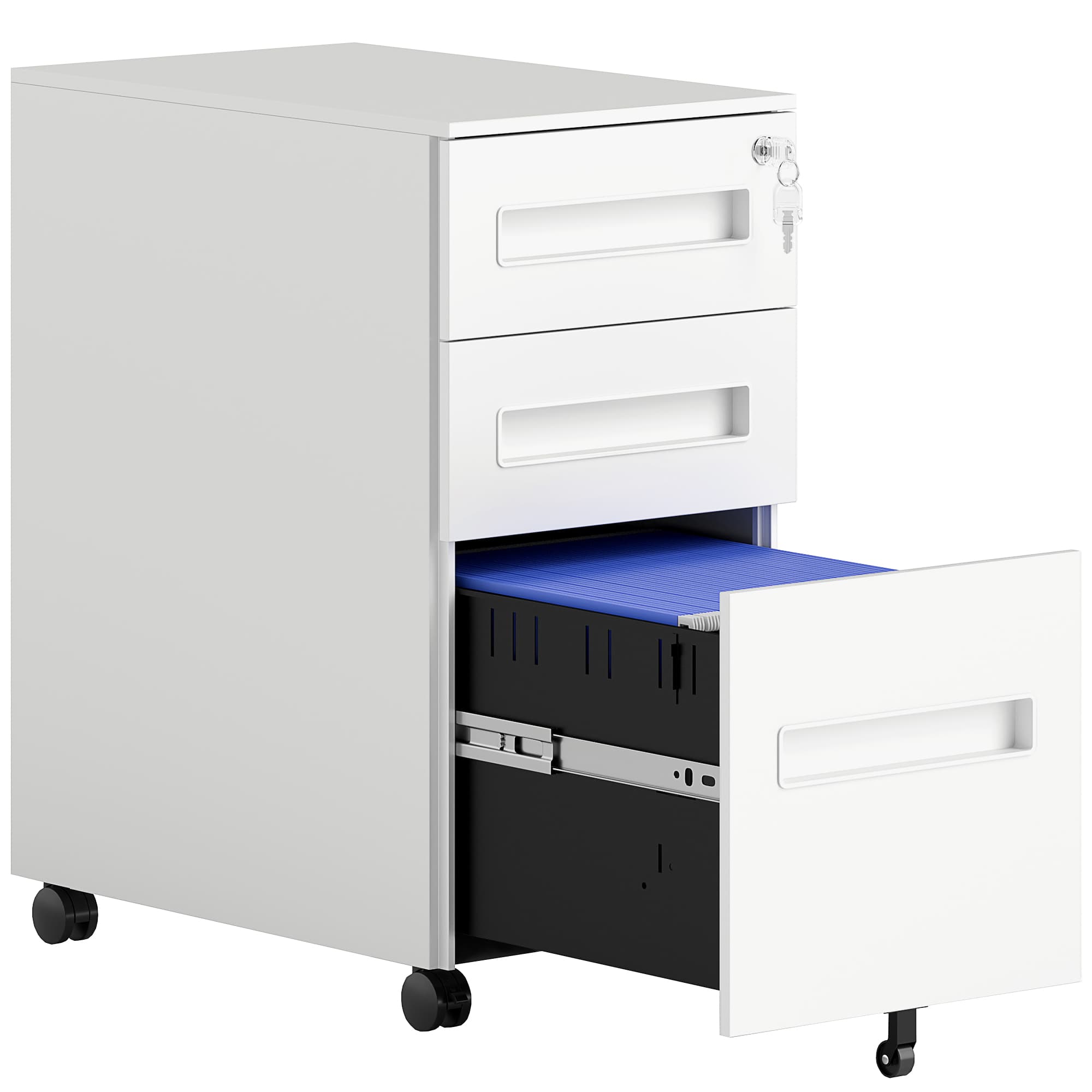 3-Drawer Steel Filing Cabinet with Castors – Fits Under a Desk