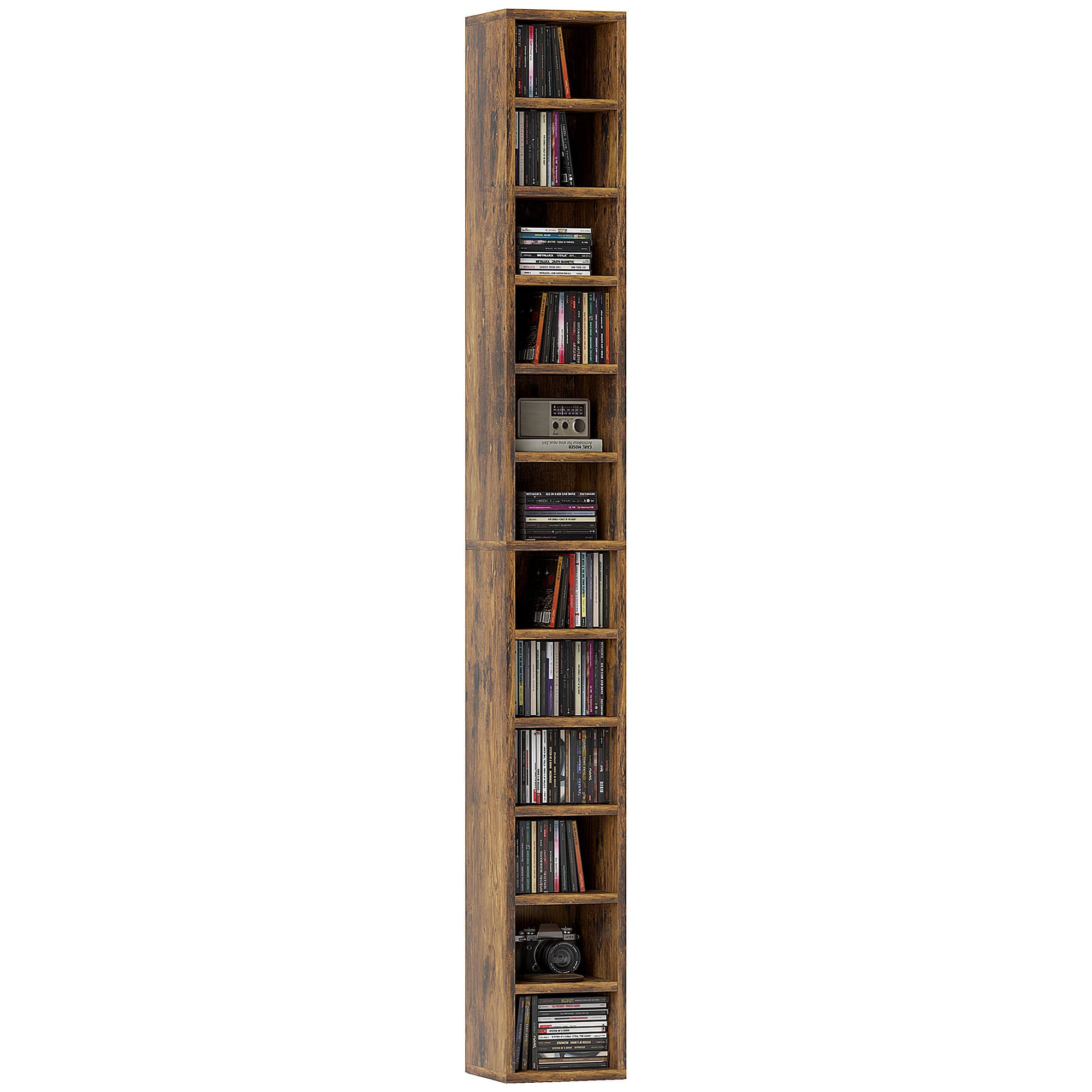 Organise Up to 204 CDs in a Slim Rustic Storage Tower