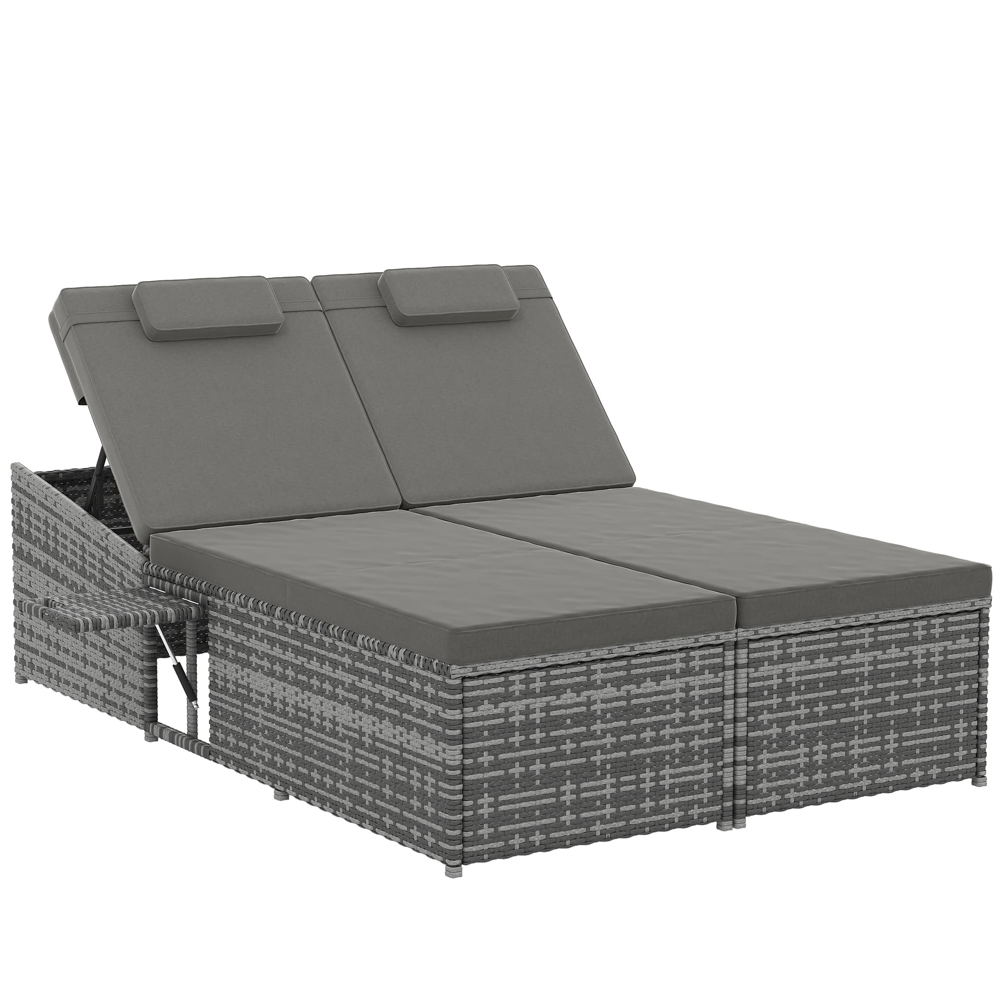 Transform Your Garden with this Grey Rattan 2-Seater Daybed - Grey