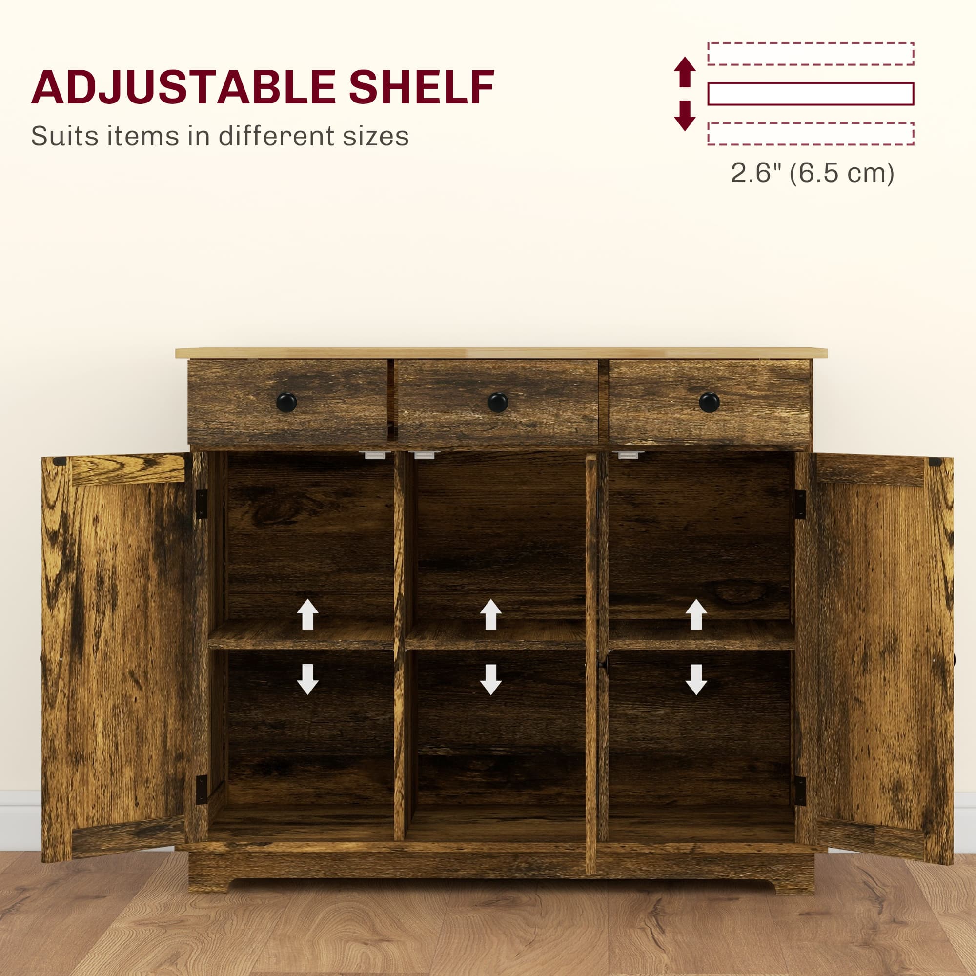 Rustic Brown Sideboard Cabinet for Effortless Home Storage - image 3