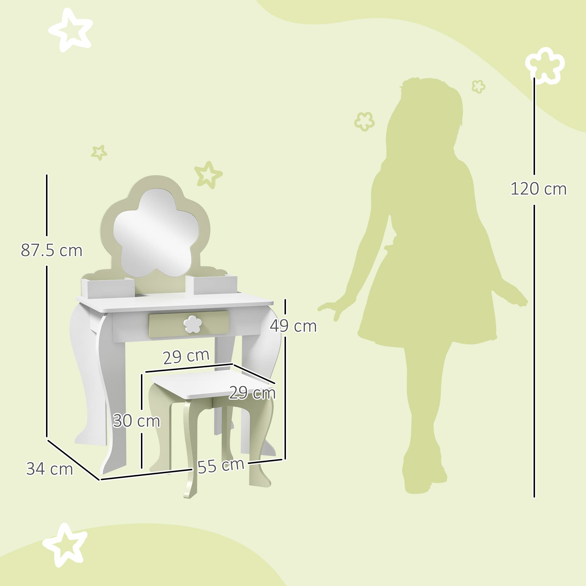 Give Little Ones Their Own Dressing Table with Flower Mirror - image 4