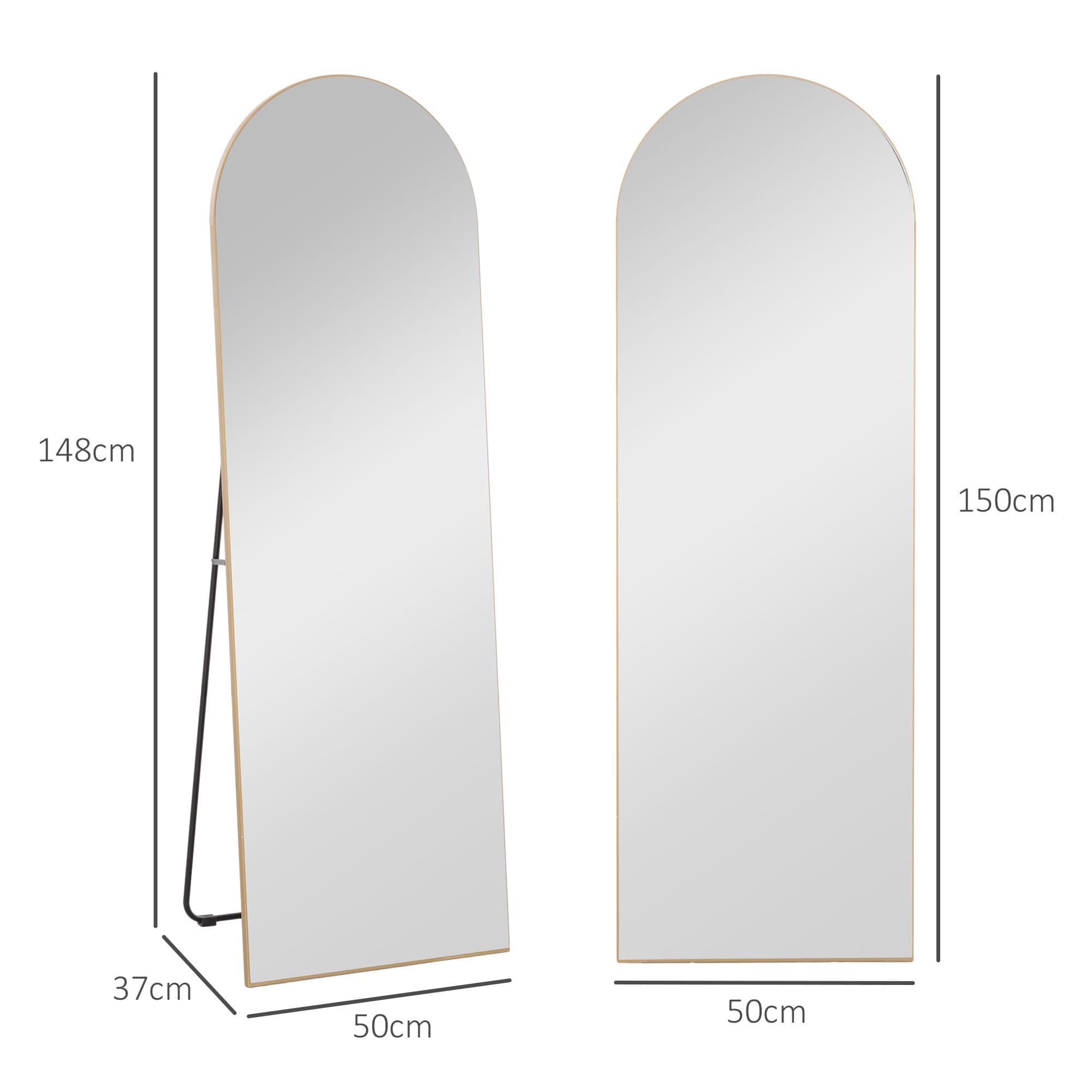 Gold Tone Arched Full Length Mirror - image 8