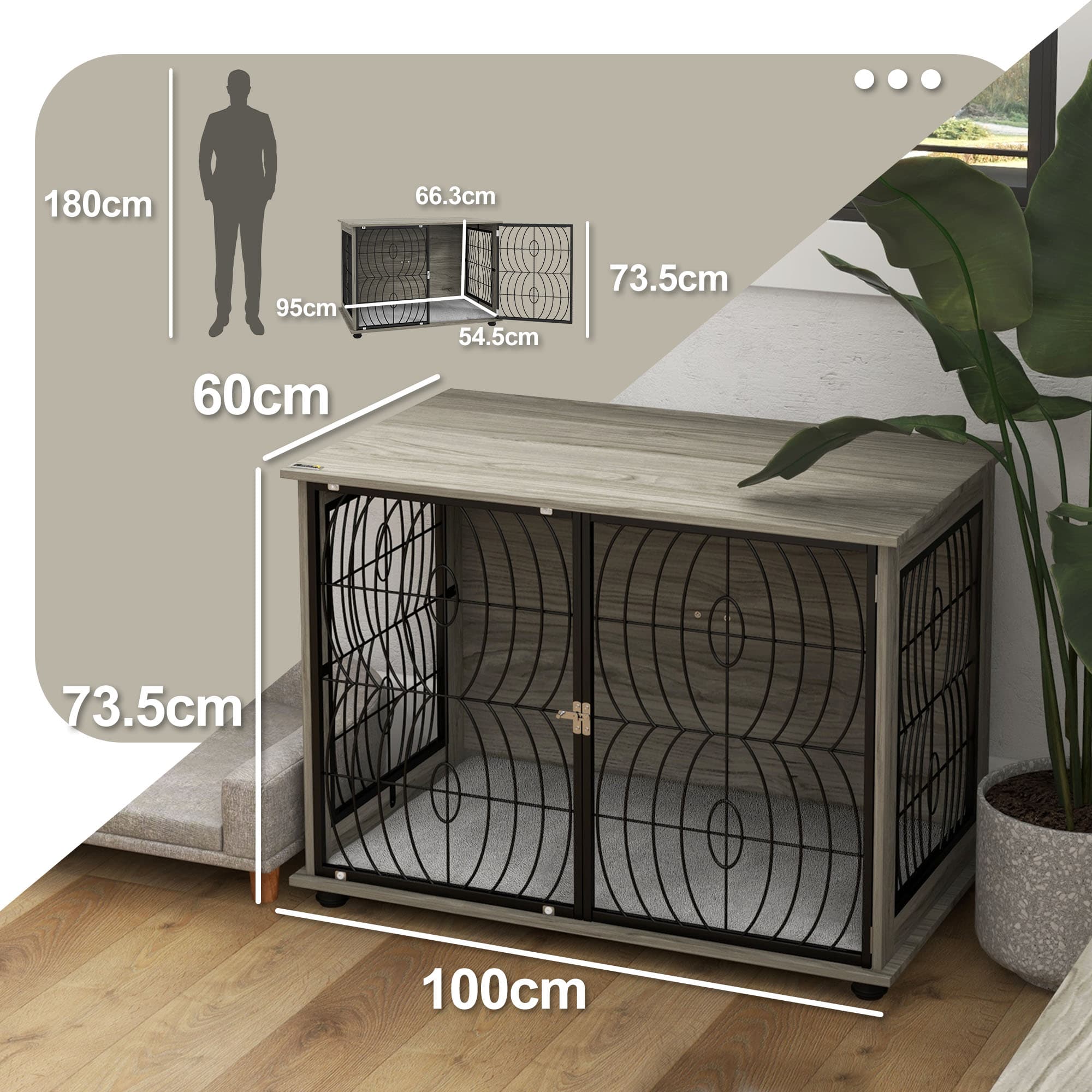 PawHut Dog Crate End Table with Washable Cushion - image 1